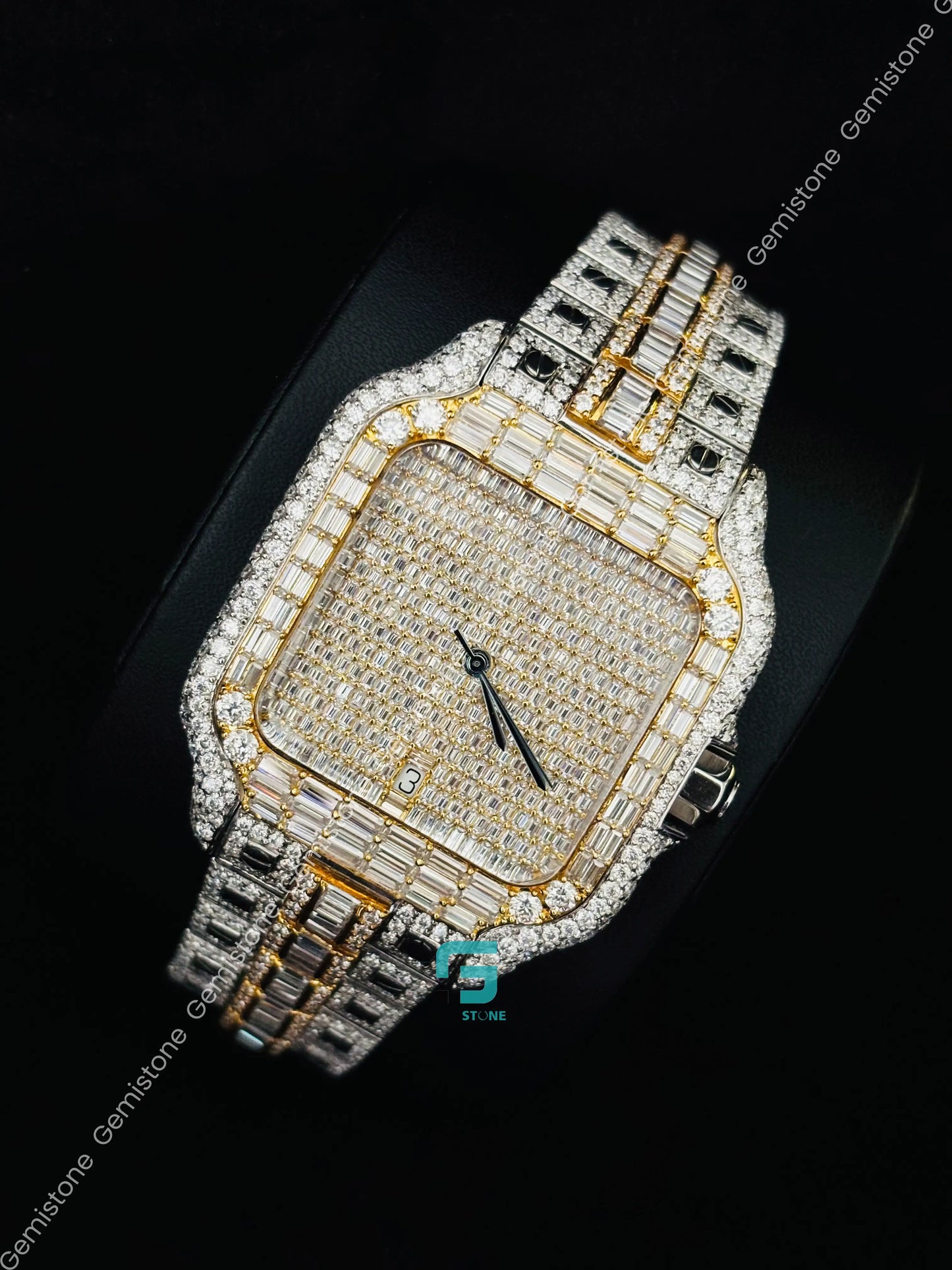 41MM Cartier Studded Baguette Moissanite Watch For Men