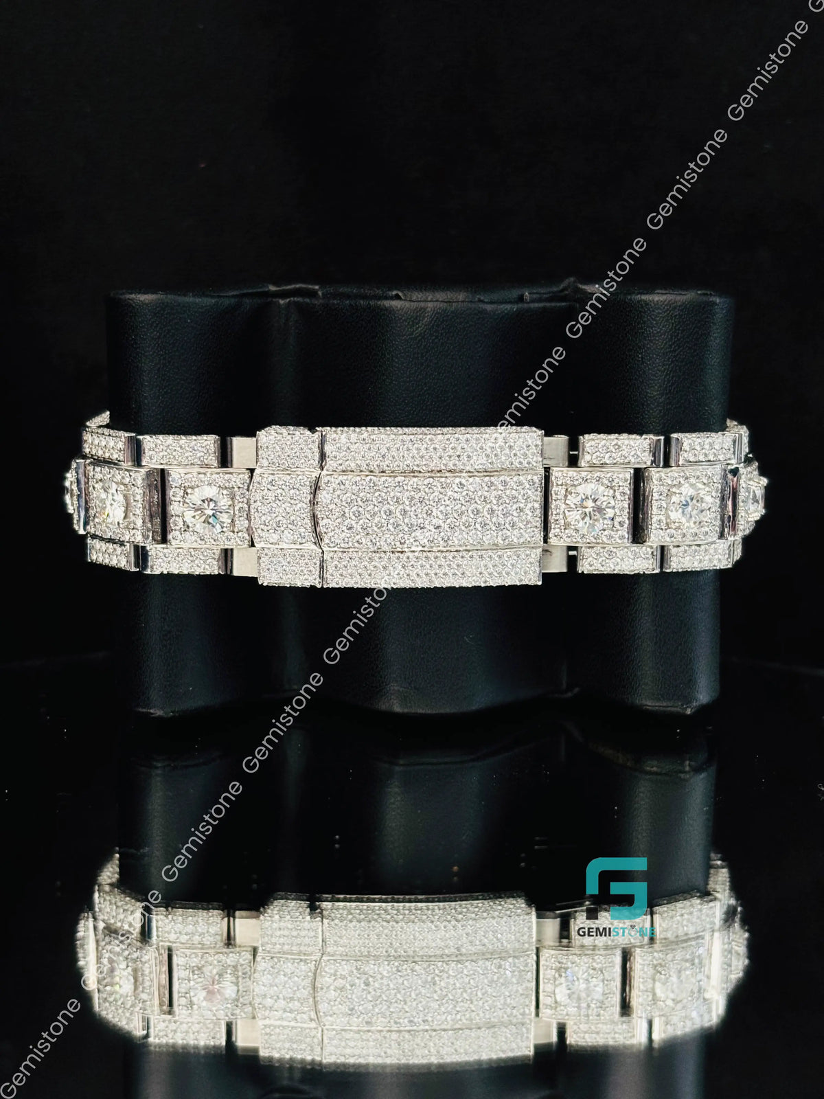 41MM Fully Studded Black Arabic Number Hip Hop Moissanite Watch 