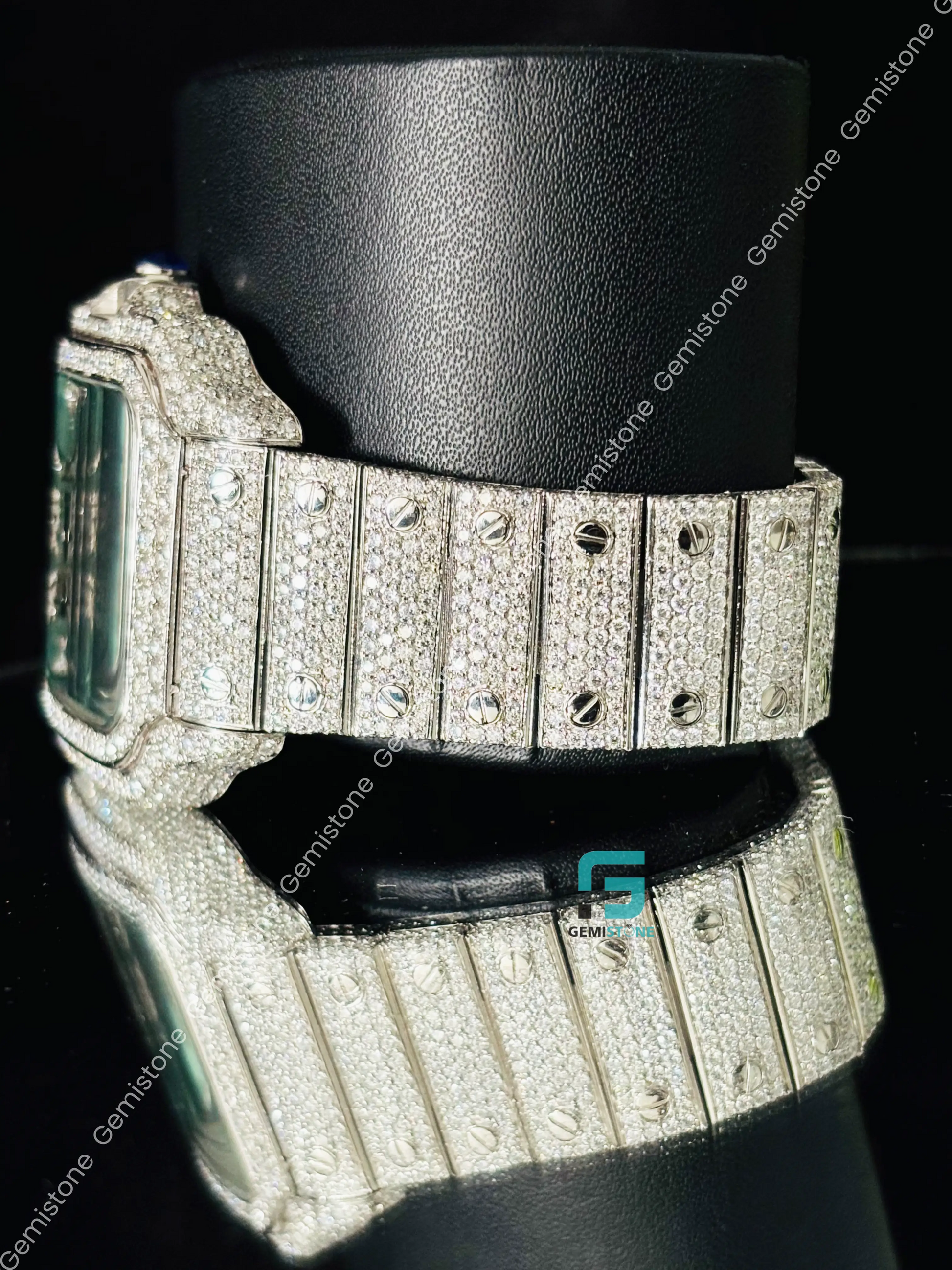 41MM Green Dial Moissanite Studded Iced Out Watch