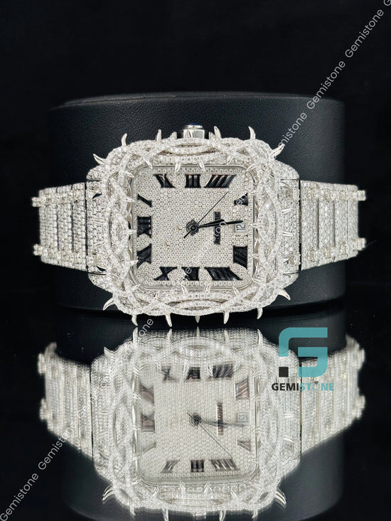 41MM Moissanite Iced Out Thorn Roman Number Watch