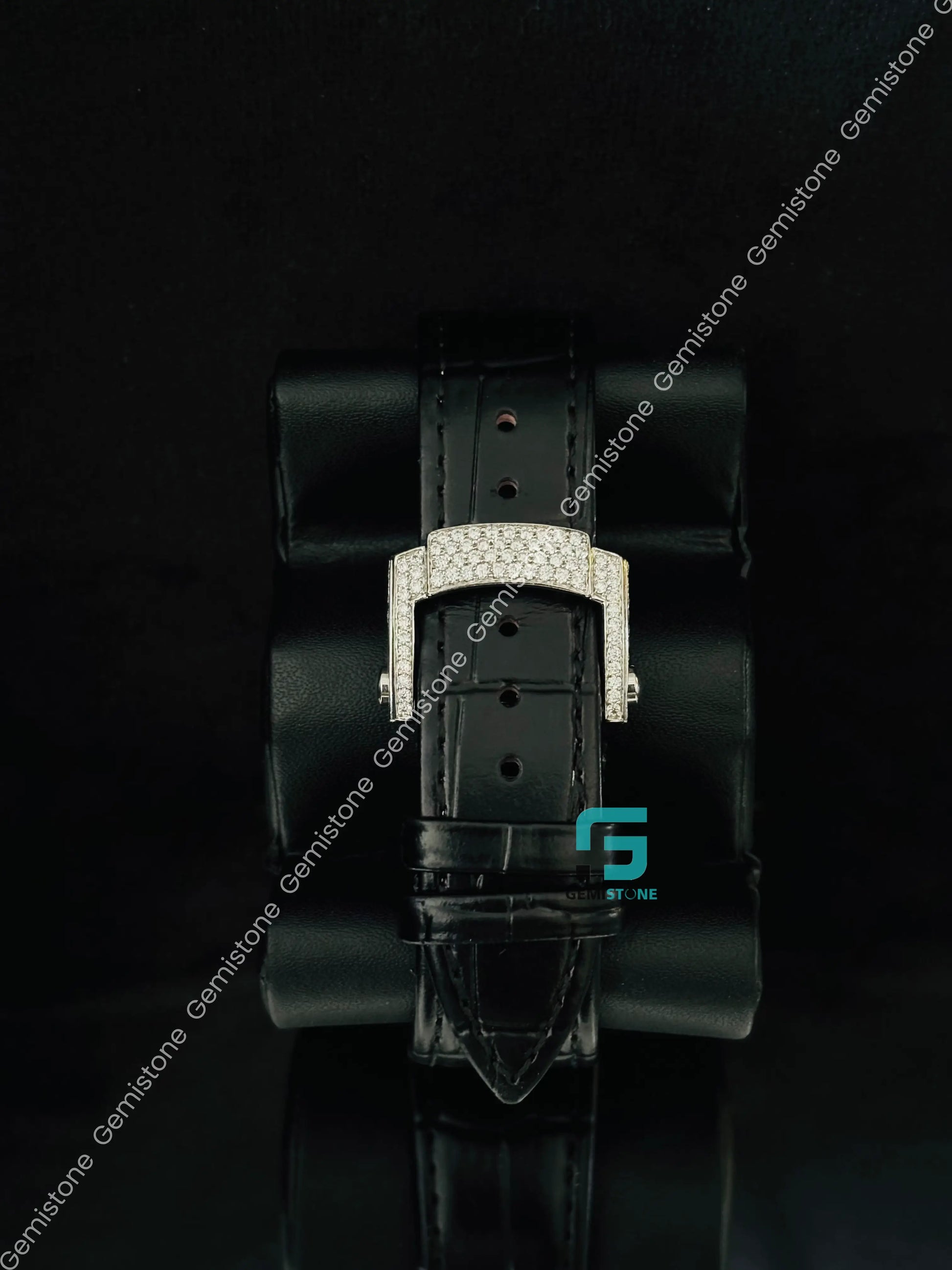 41MM Patek Philippe Black Dial Baguette Moissanite Watch 