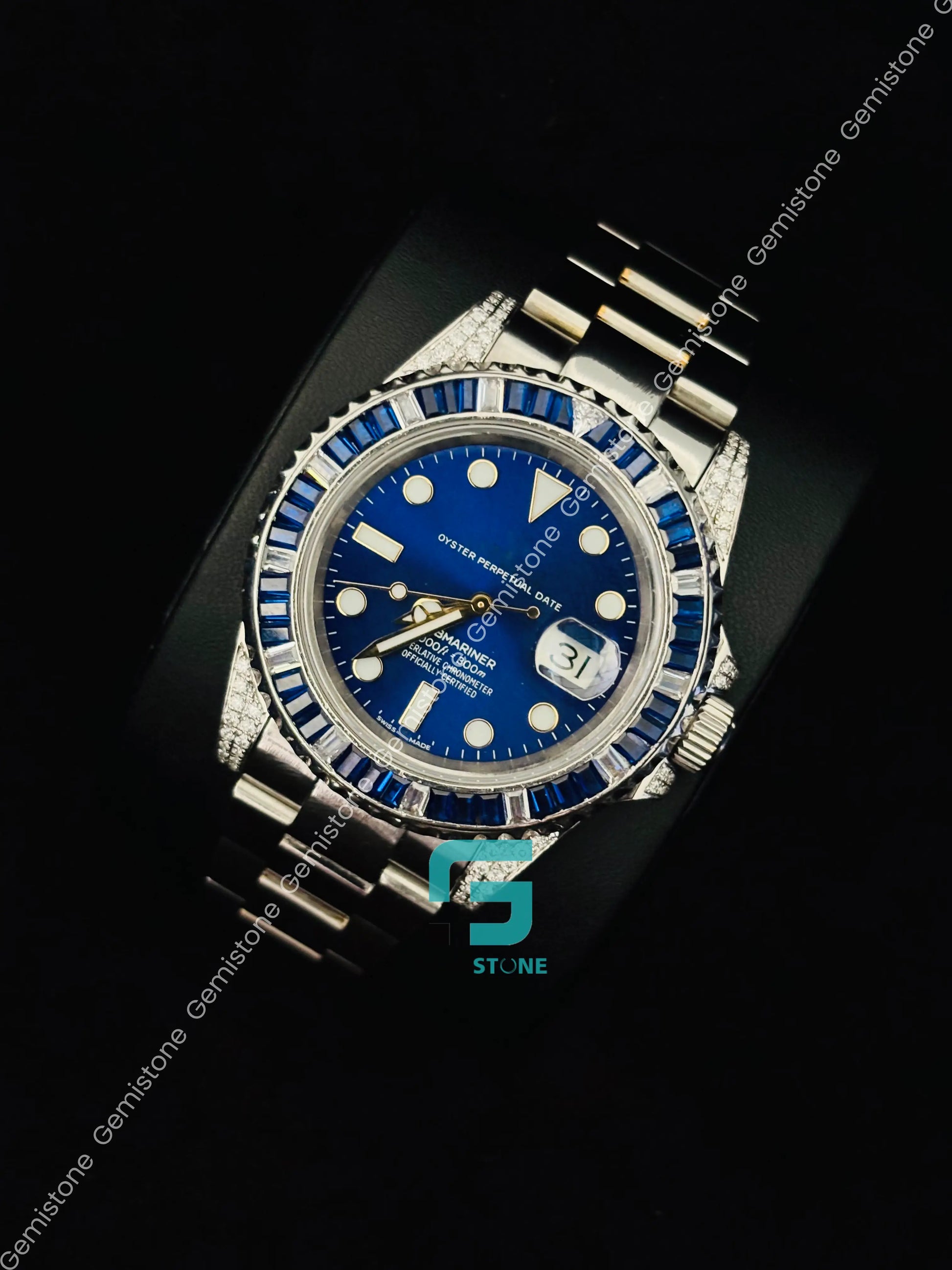 41MM Rolex Blue Dial Moissanite Watch For Men