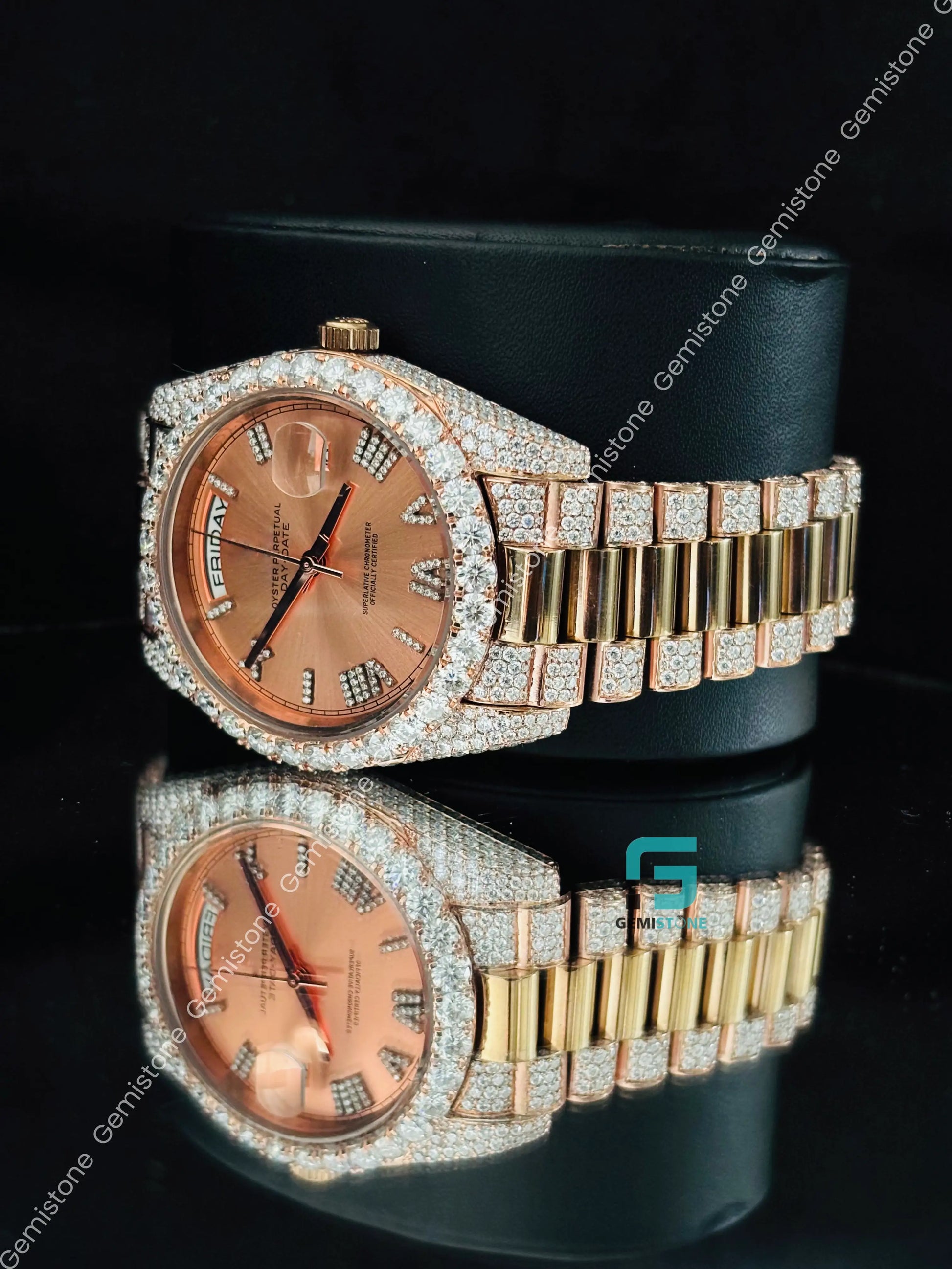41MM Rolex Studded Roman Number Pichest Dial Moissanite Watch For Men