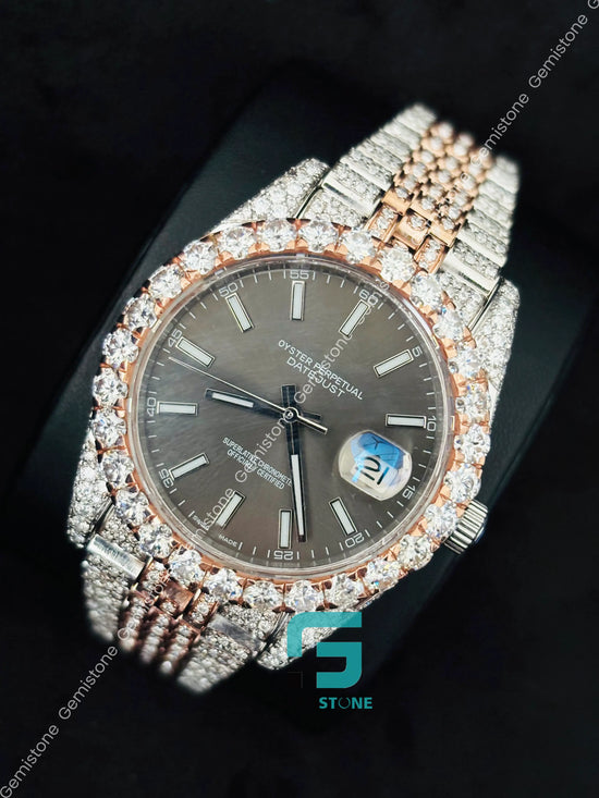 41MM White Bar Jubilee Strap Moissanite Watch For Men