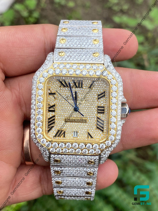 41mm-Two-Tone-Moissanite-Cartier-Watch