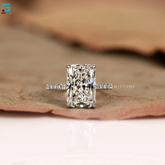 Radiant Cut Pave Set Lab Diamond Hidden Halo Ring