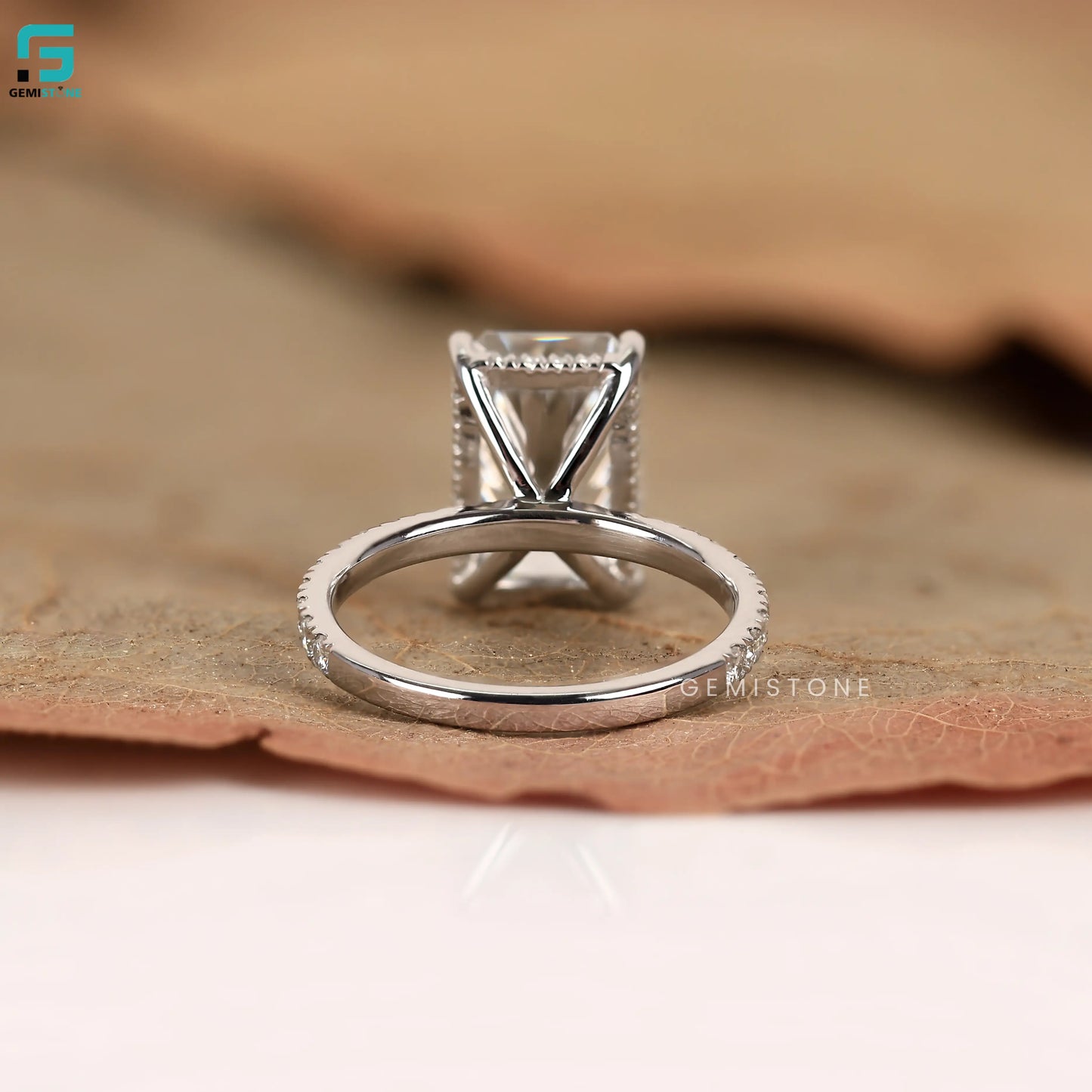 Radiant Cut Pave Set Lab Diamond Hidden Halo Ring
