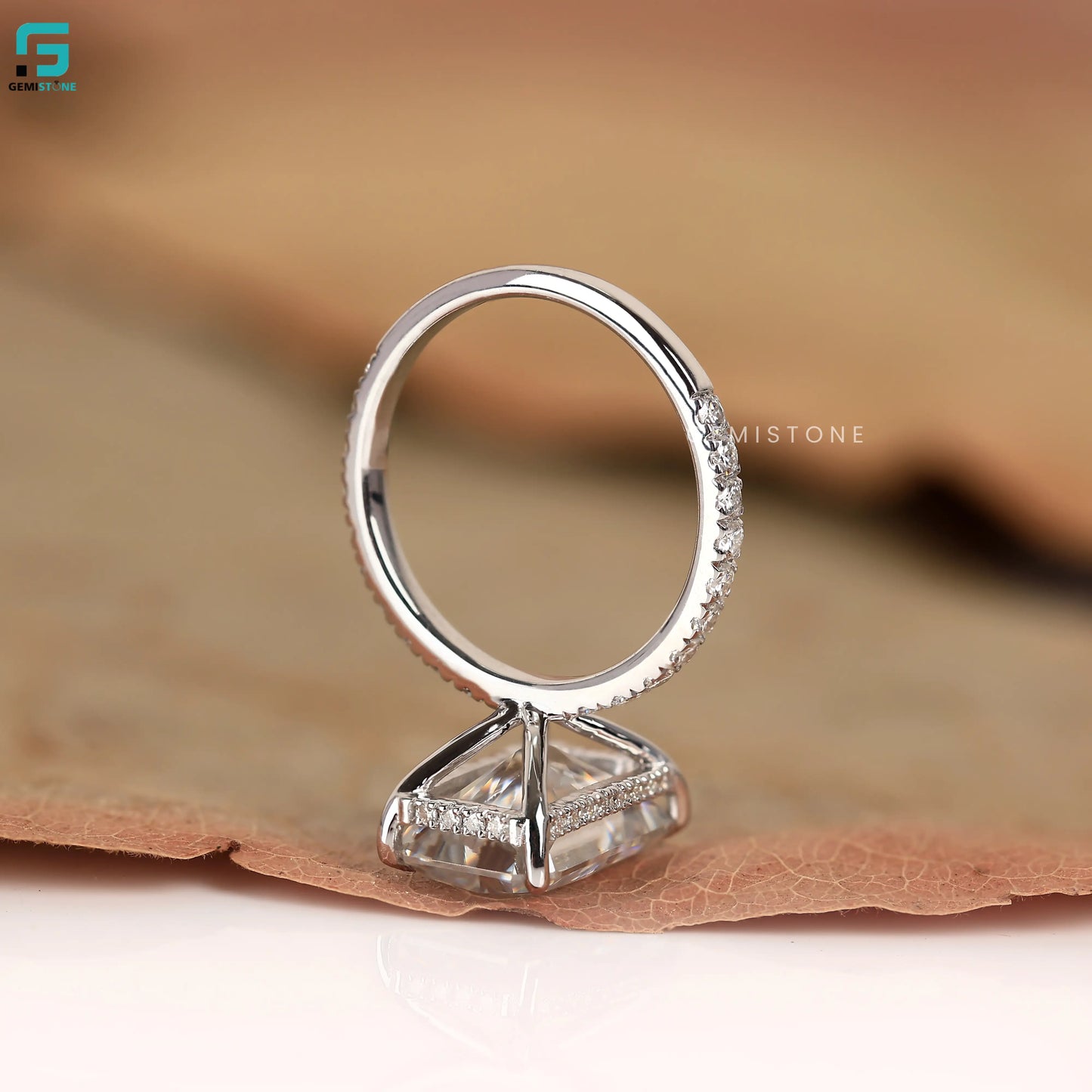 Radiant Cut Pave Set Lab Diamond Hidden Halo Ring
