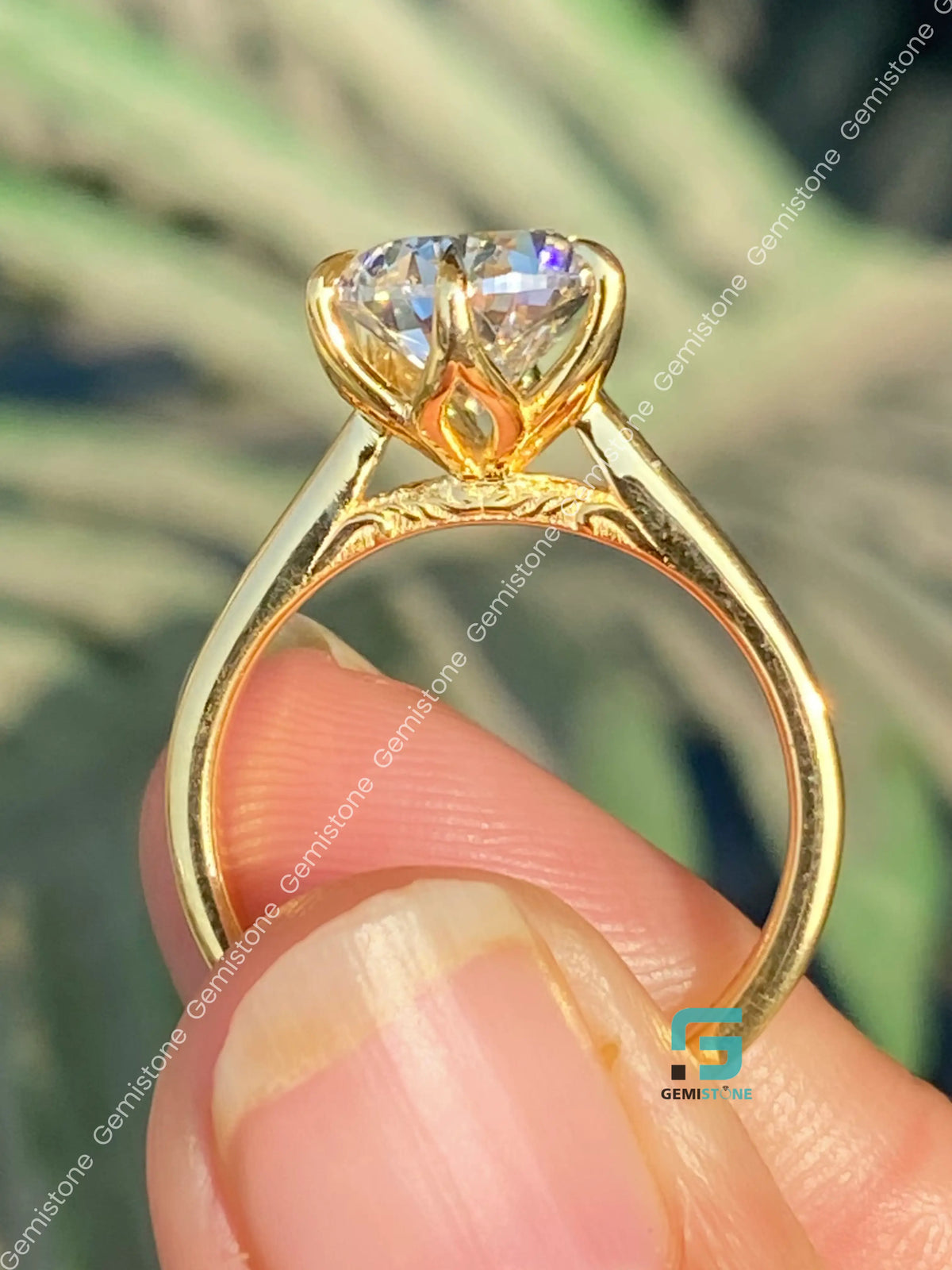 4CT Pear Cut Tulip Set Moissanite Bridge Milgarin Wedding Ring