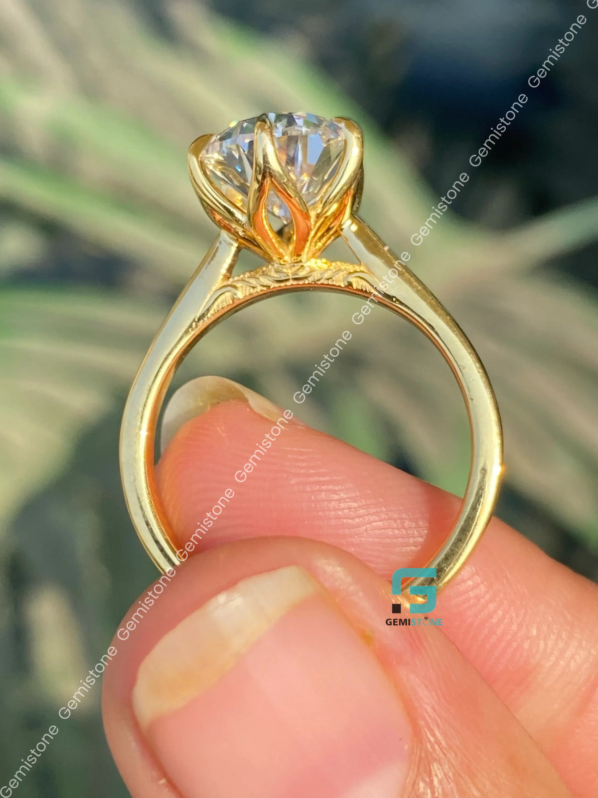 4CT Pear Cut Tulip Set Moissanite Bridge Milgarin Wedding Ring