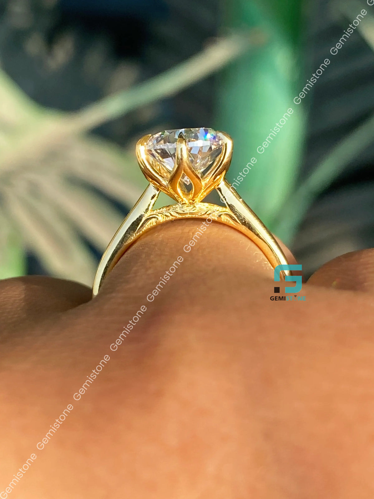 4CT Pear Cut Tulip Set Moissanite Bridge Milgarin Wedding Ring