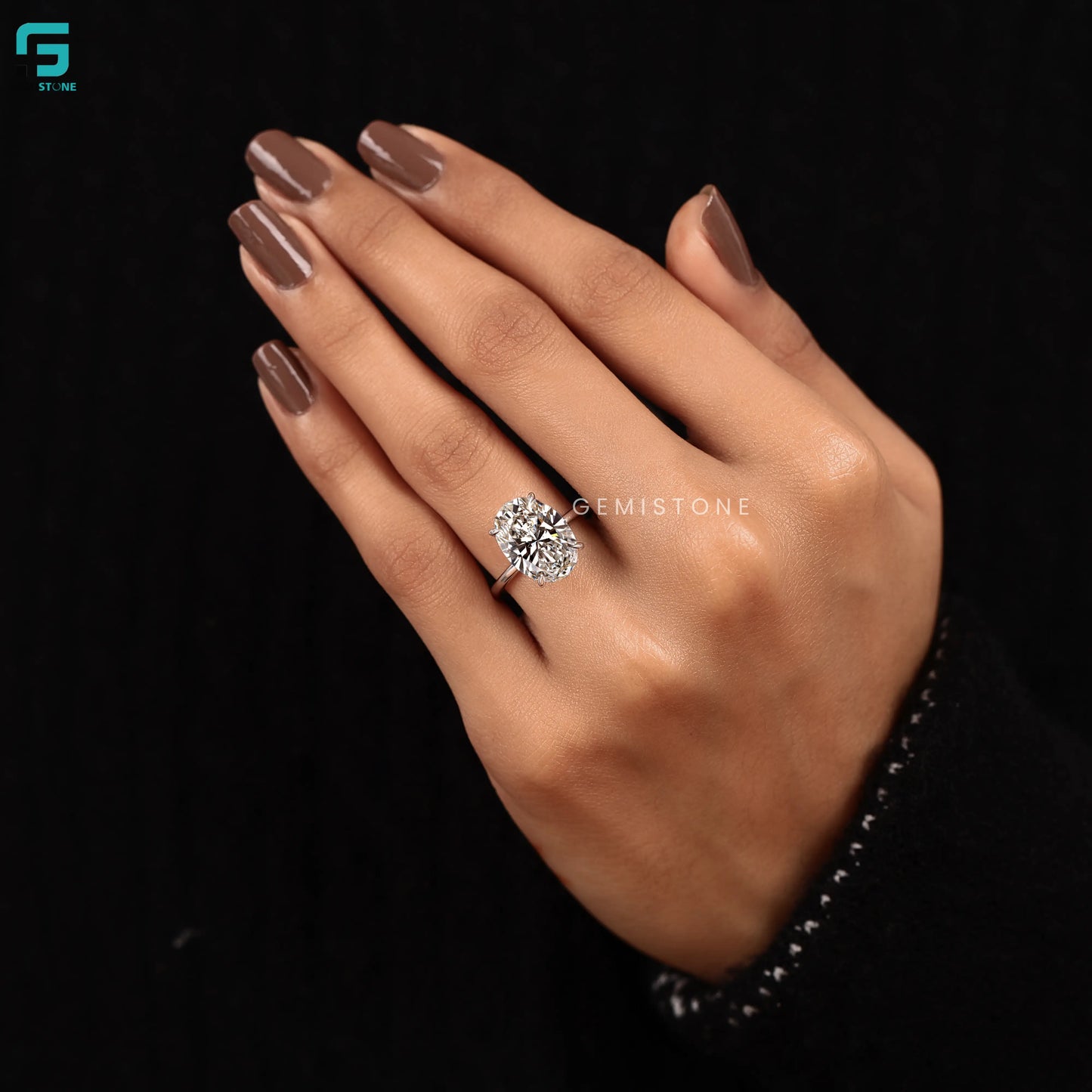 4CT Oval Solitaire Lab Diamond Unique Ring For Women