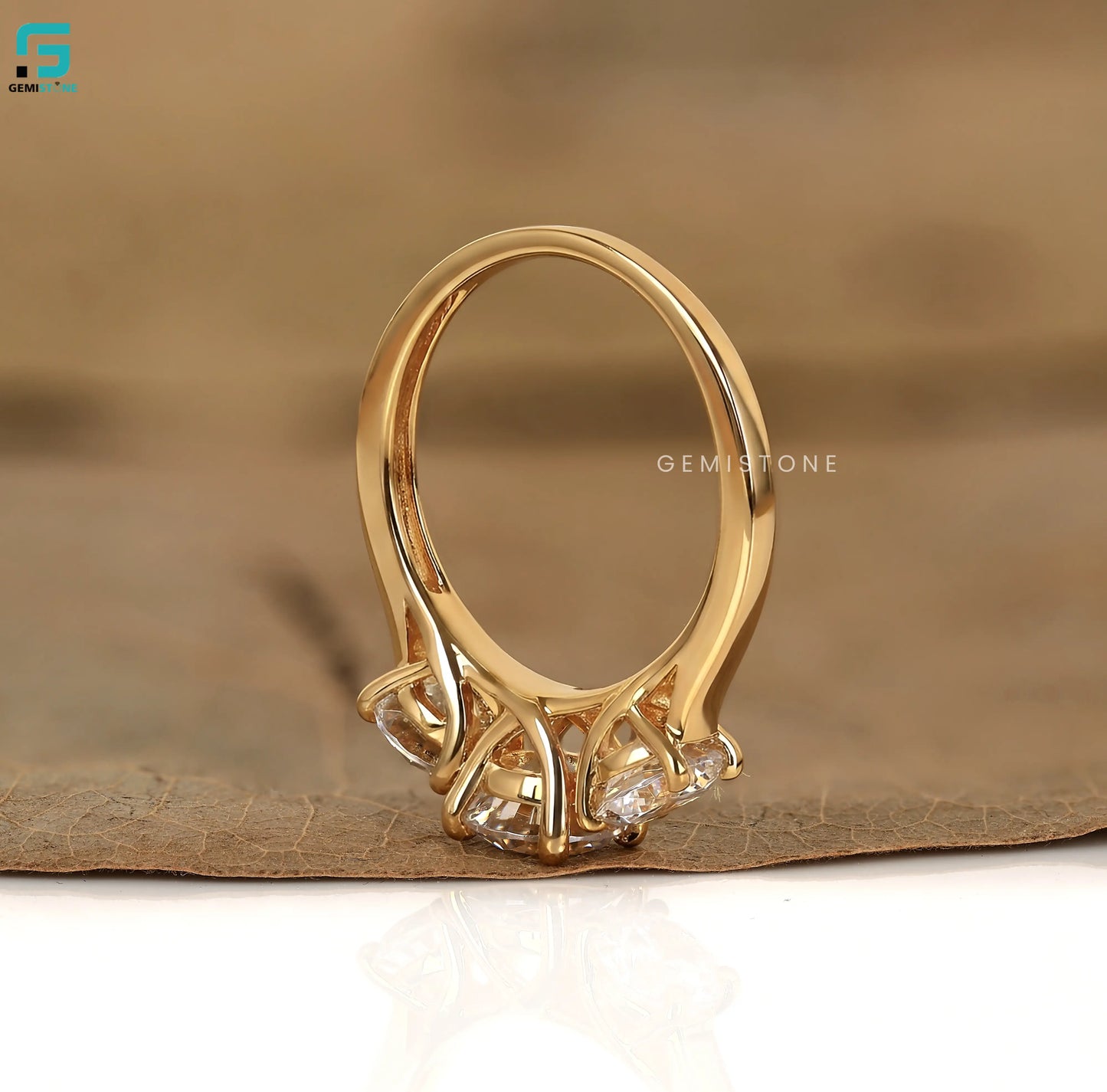 4CT Round Cut Lab Diamond Three Stone Ring 