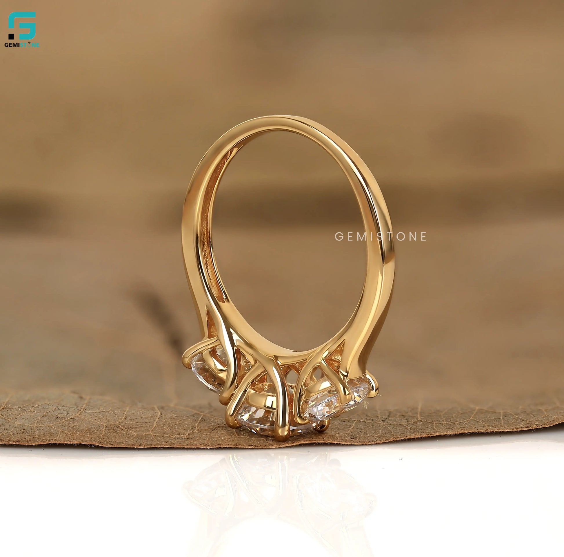 4CT Round Cut Lab Diamond Three Stone Ring 