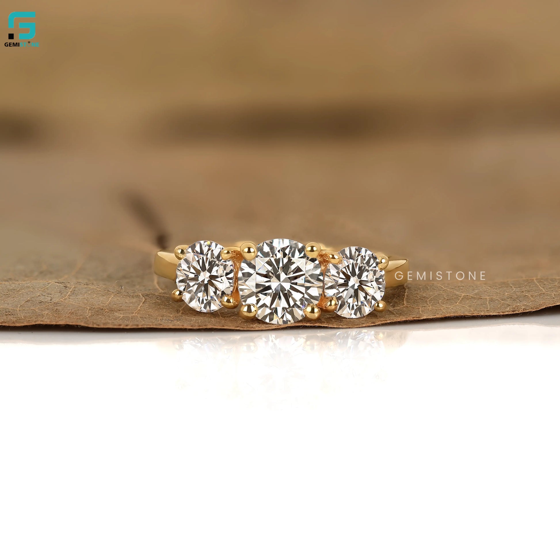 4CT Round Cut Lab Diamond Three Stone Ring For Women