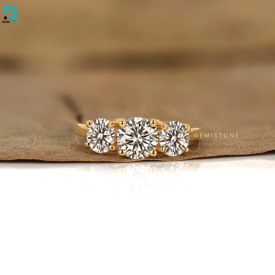 4CT Round Cut Lab Diamond Three Stone Ring For Women
