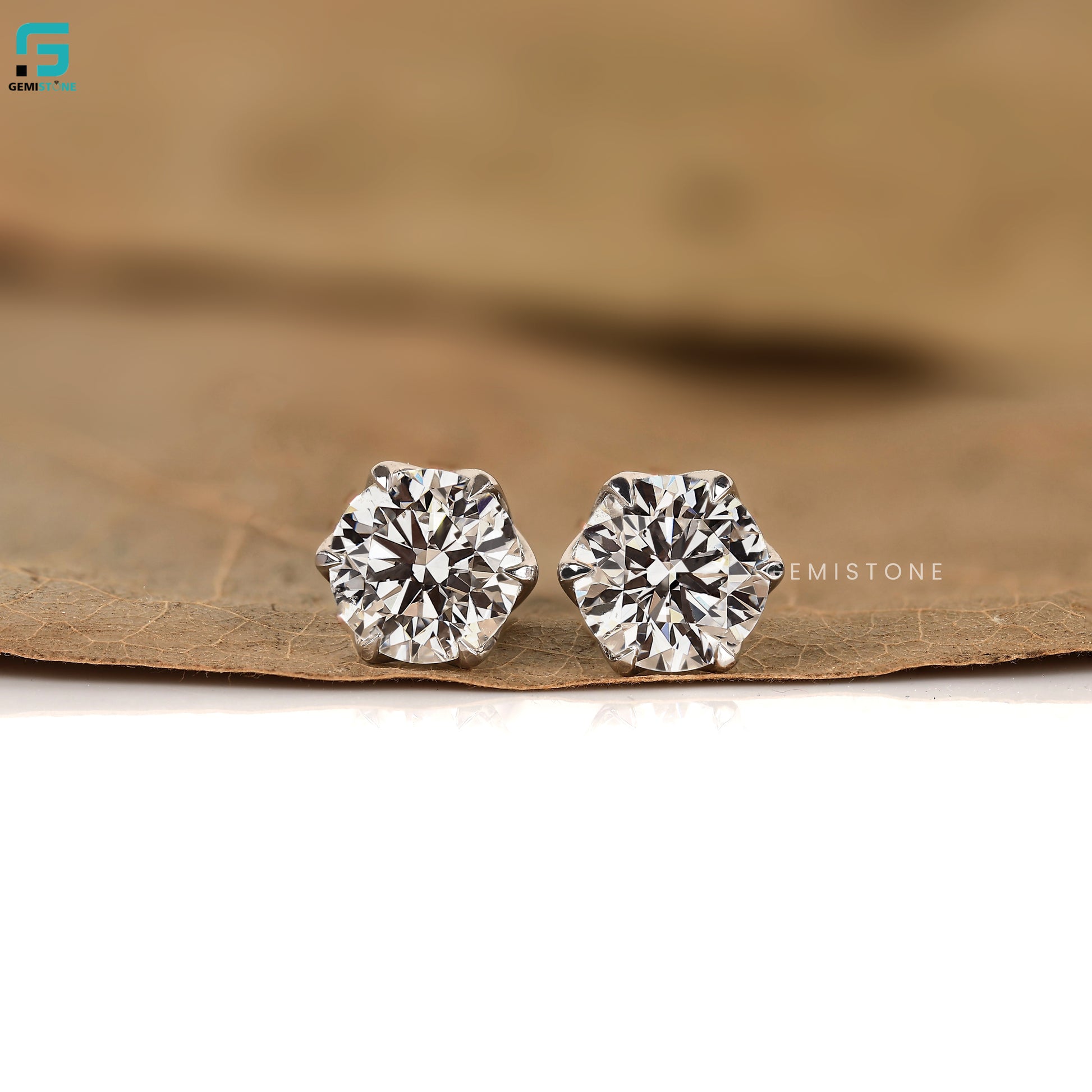 4CT Round Cut Lab Grown Diamond Stud Earrings