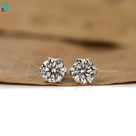 4CT Round Cut Lab Grown Diamond Stud Earrings