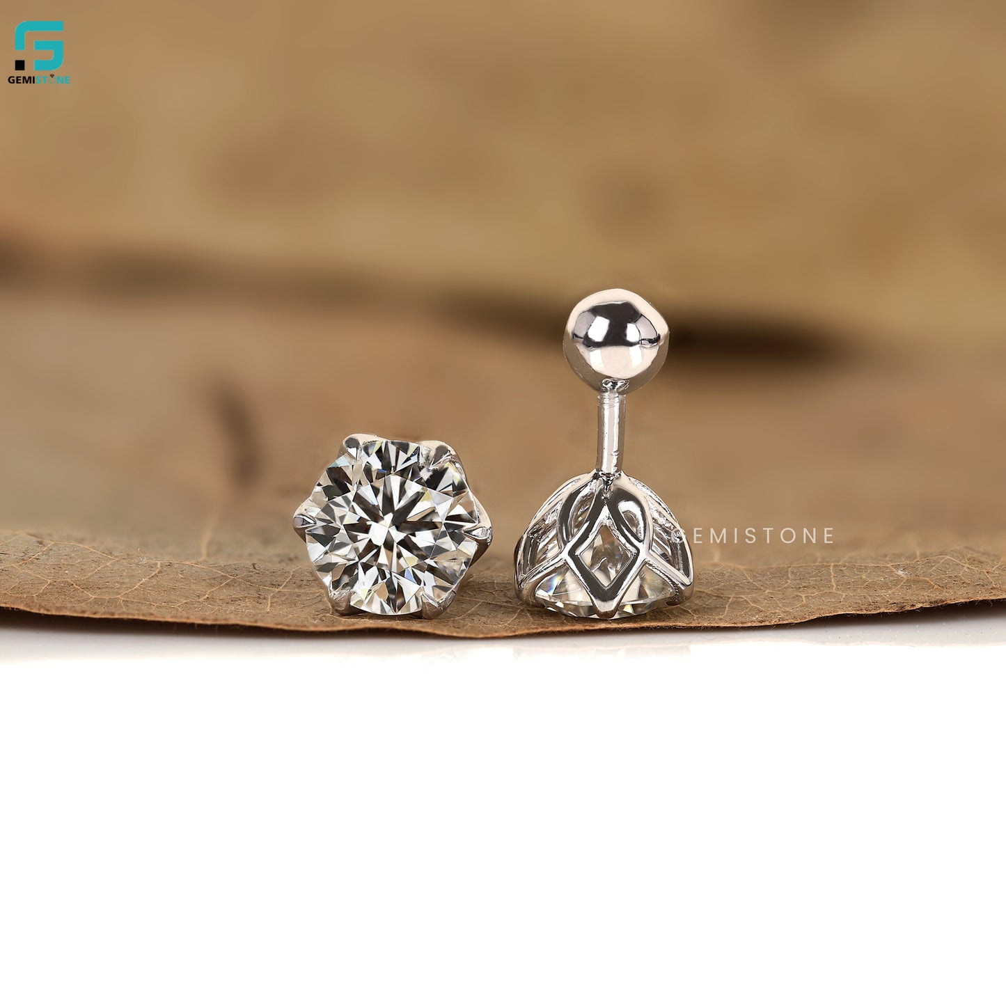 4CT Round Cut Lab Grown Diamond Stud Earrings For Women
