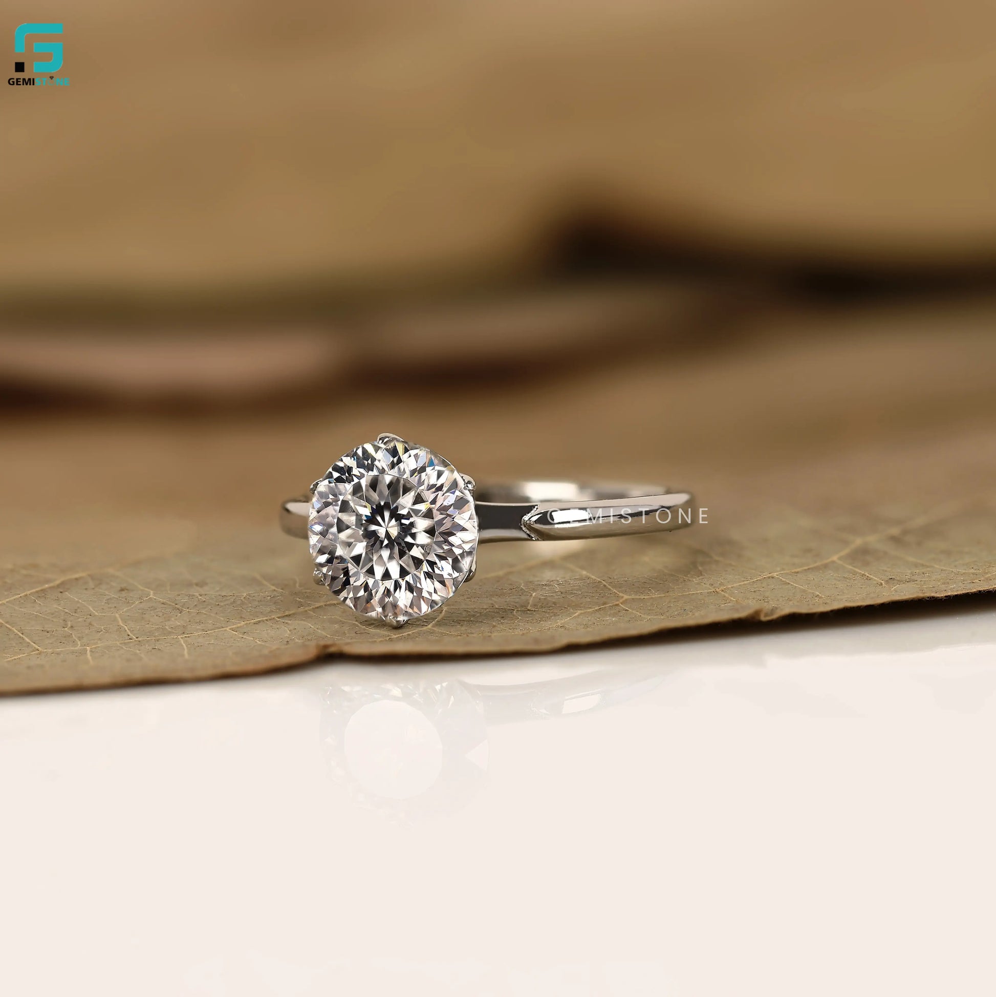 4CT Round Lab Diamond Engagement Ring 