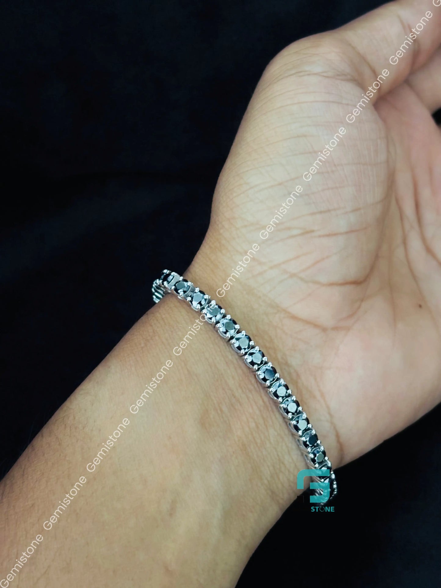 4MM Black Tennis Moissanite Bracelet