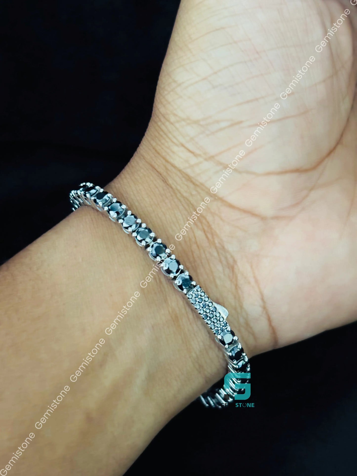 4MM Black Tennis Moissanite Bracelet For Women