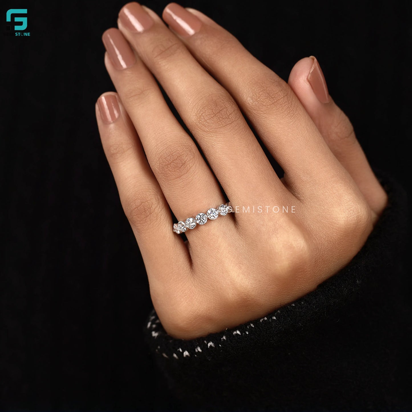 4MM Lab Diamond Round Cut Full Eternity Wedding Band For Women