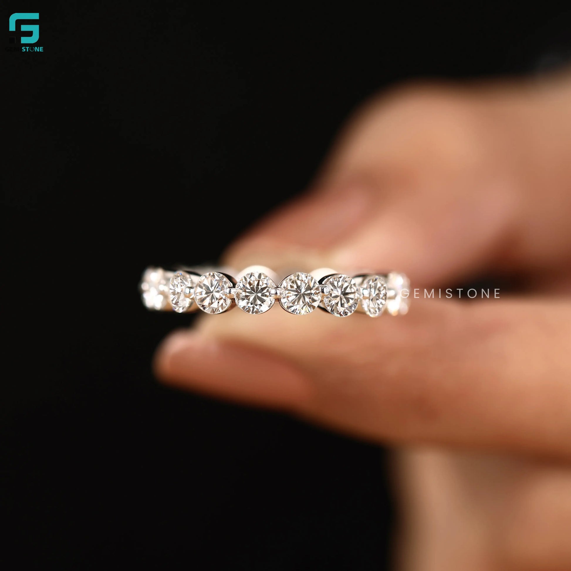 4MM Lab Grown Diamond Round Cut Full Eternity Wedding Band For Women
