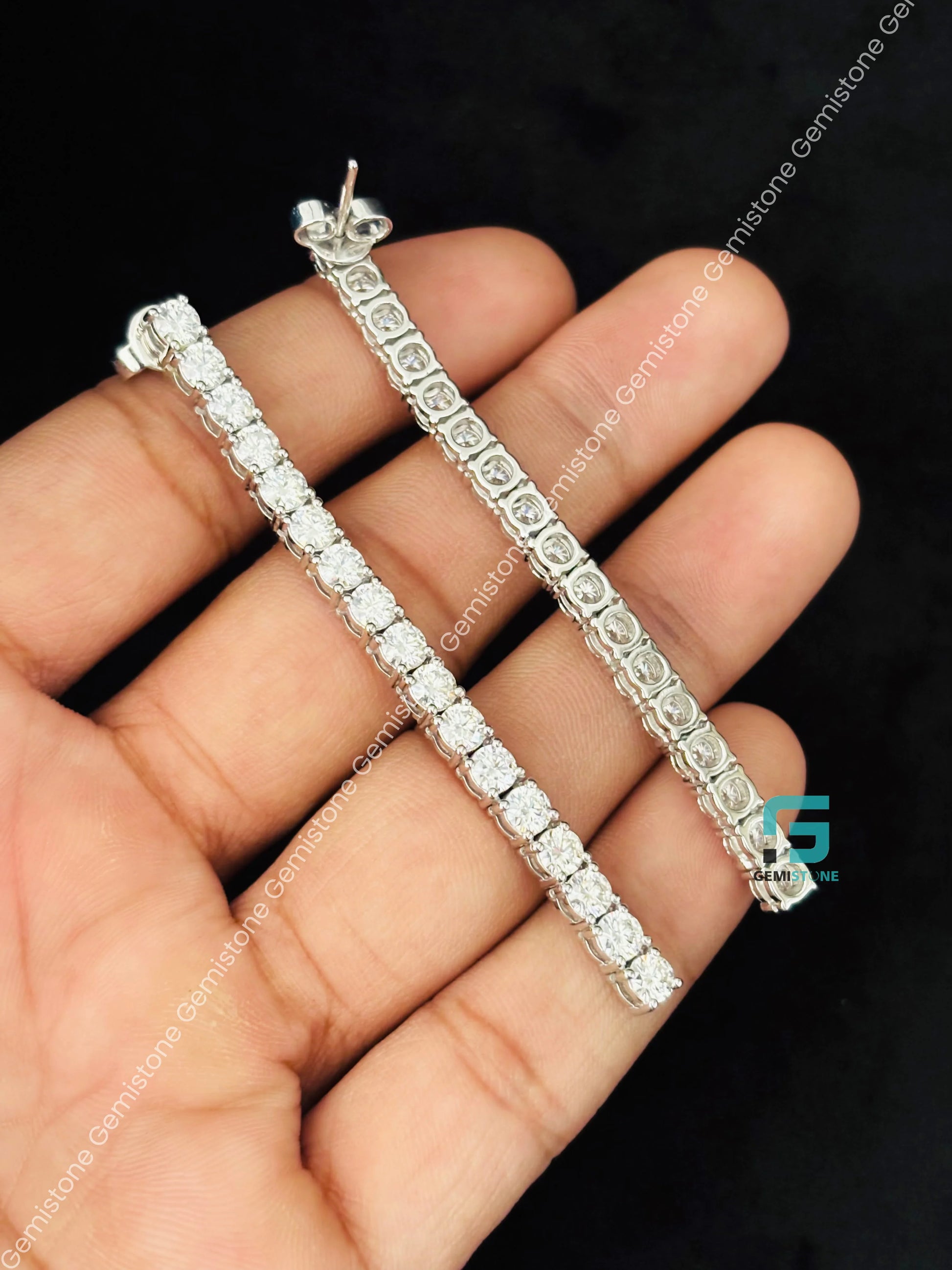 4MM Round Moissanite Tennis Earrings