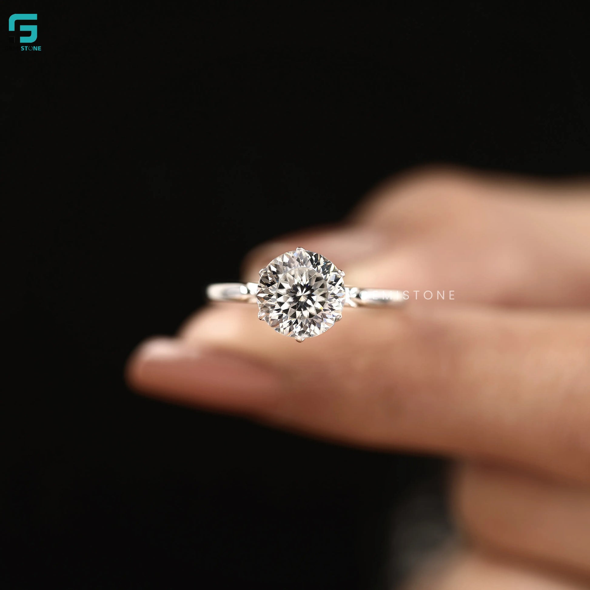 4 Carat E VVS2 Round Lab Grown Diamond Engagement Ring