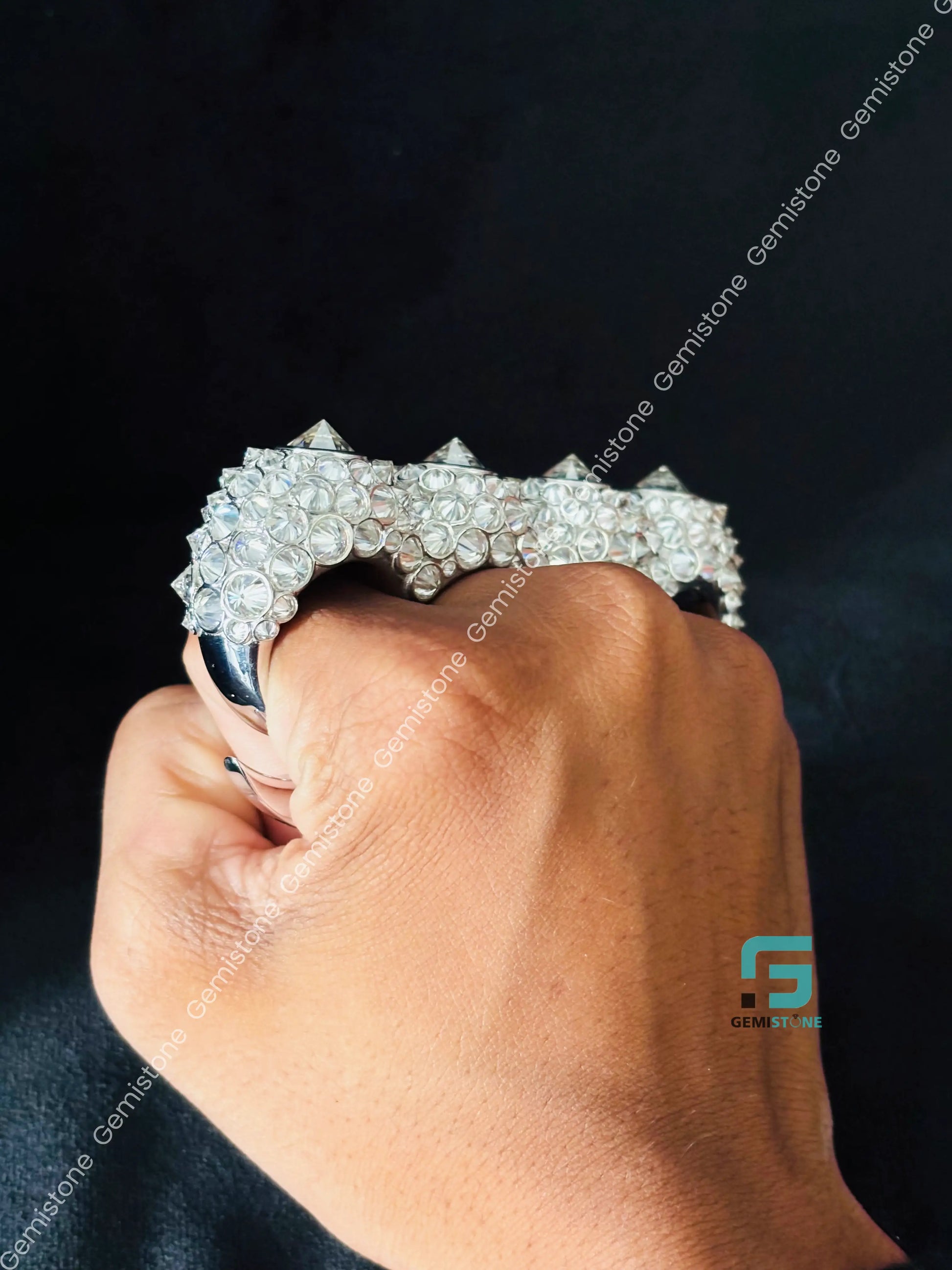 4 Finger Iced Out Moissanite Ring