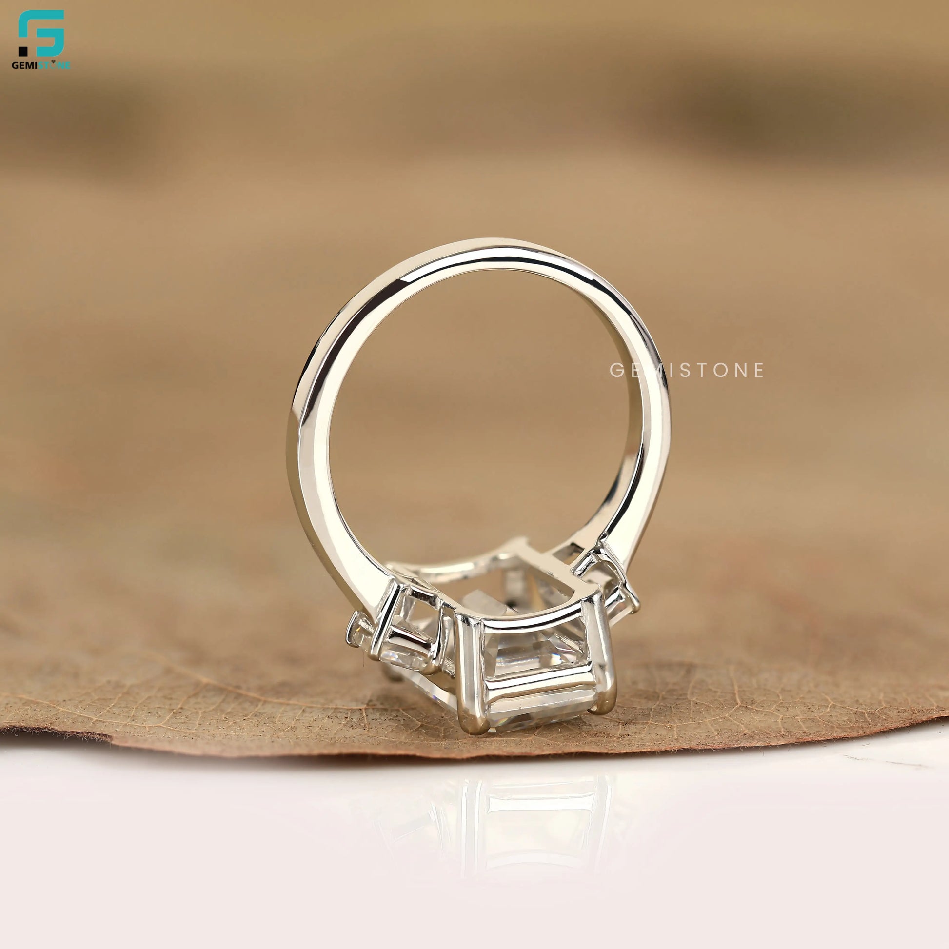 5CT Emerald Three Stone Lab Grown Diamond Wedding Ring 