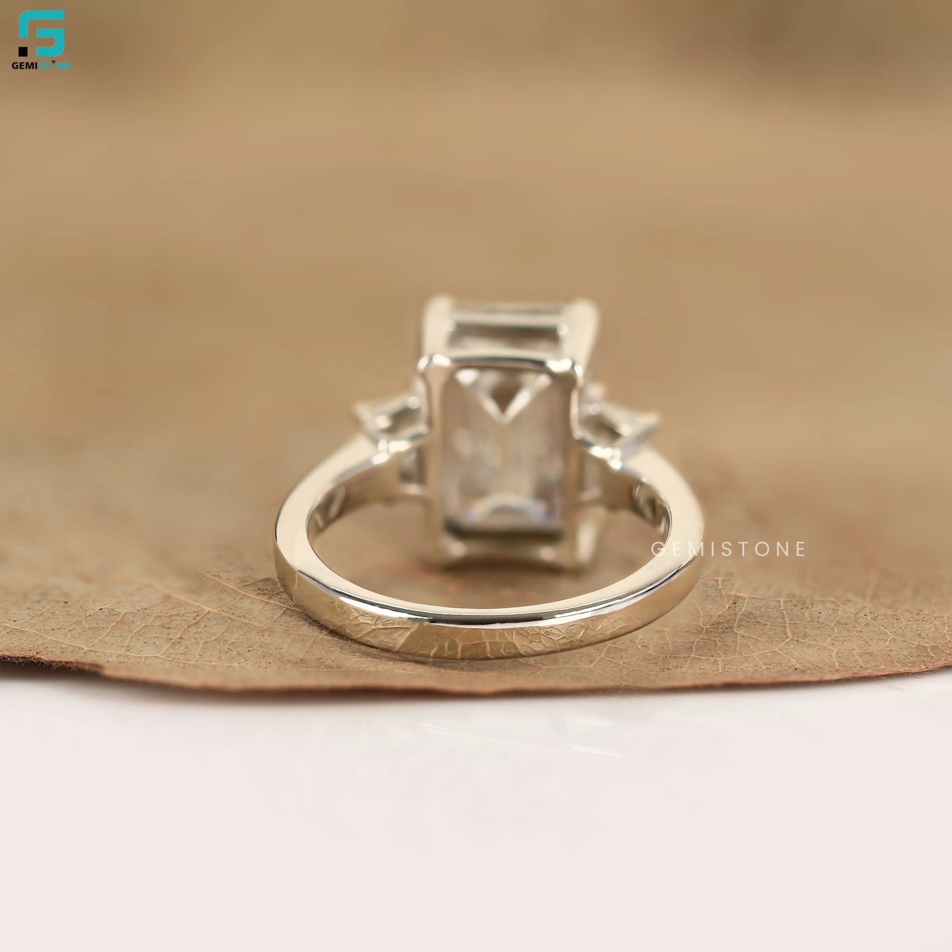 5CT Emerald Three Stone Lab Grown Diamond Wedding Ring For Women