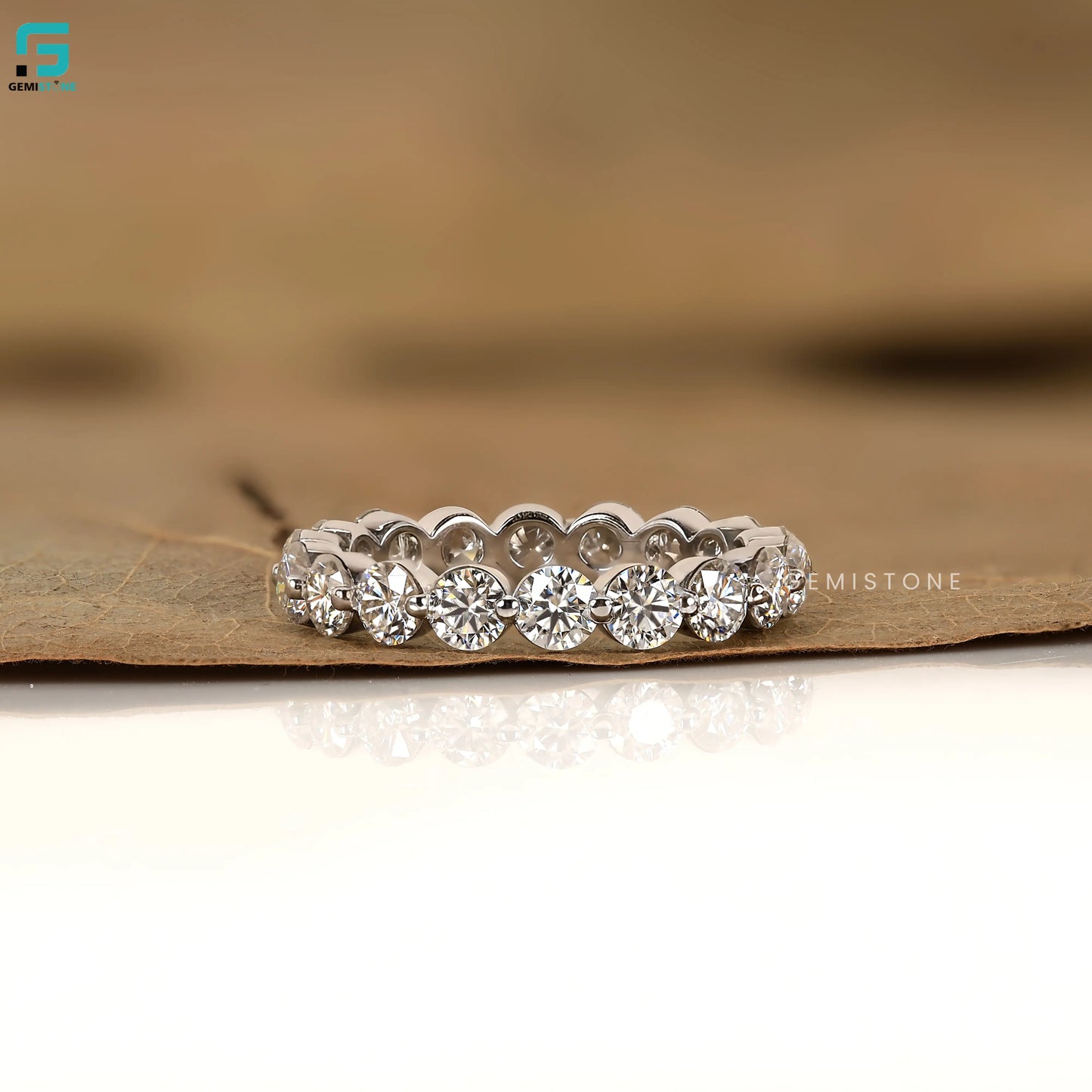 5CT Lab Grown Diamond Round Cut Full Eternity Wedding Band For Women