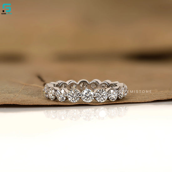 5CT Lab Grown Diamond Round Cut Full Eternity Wedding Band For Women