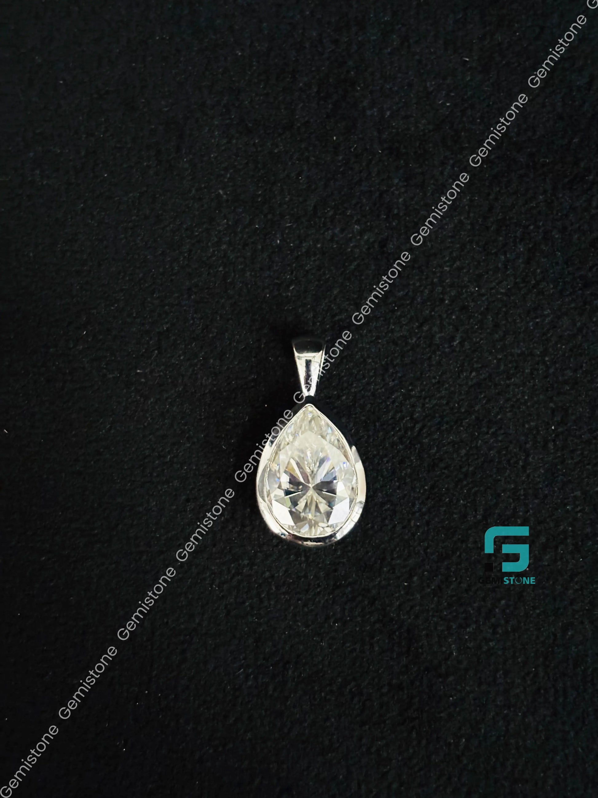5CT Moissanite Pear Bezel Set Pendant