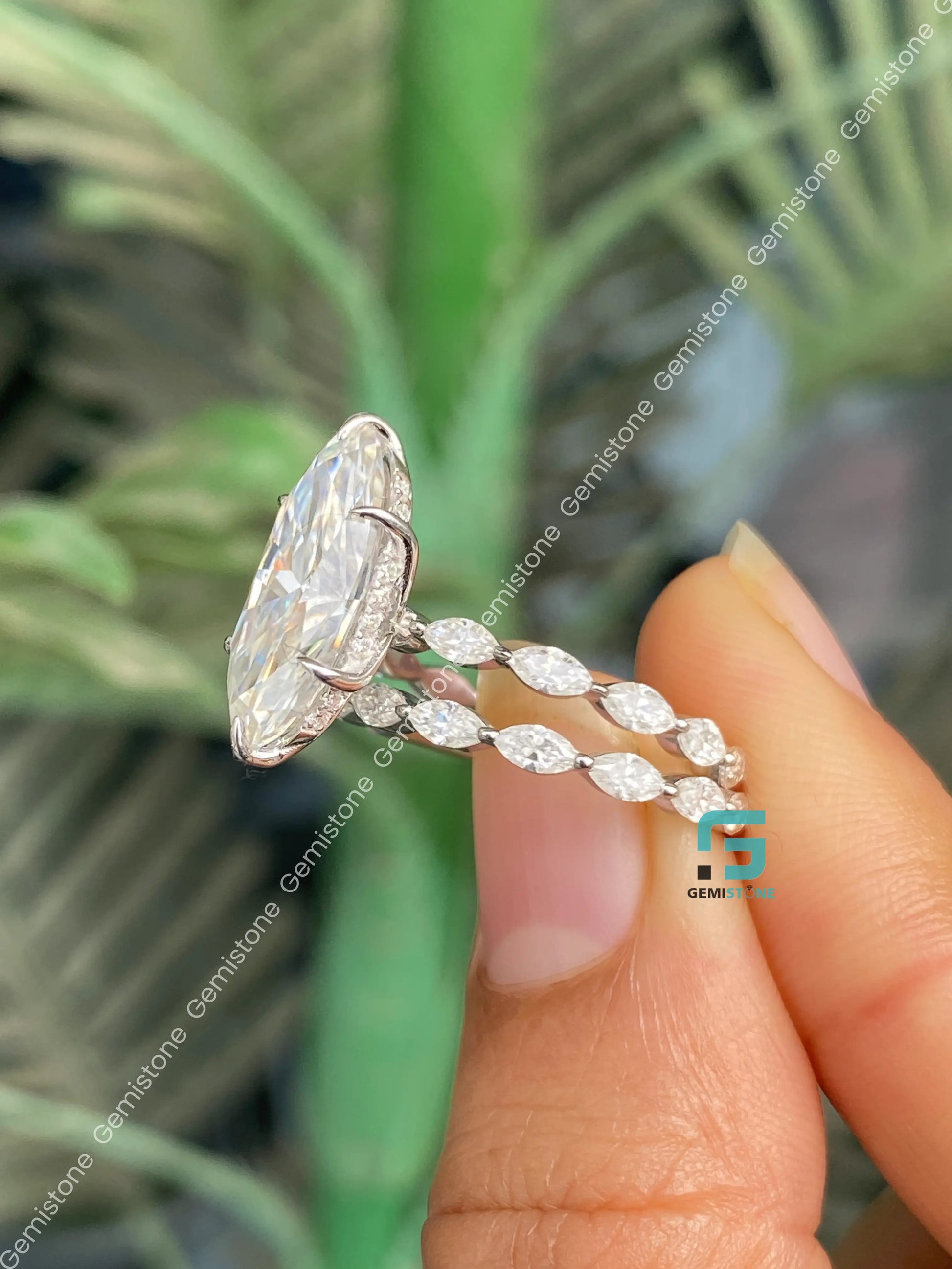 5CT Moissanite Wedding Moval Bubble Band Ring