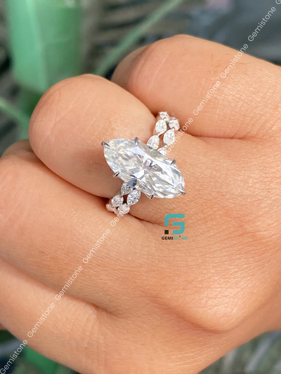 5CT Moval East West Band Moissanite Wedding Ring