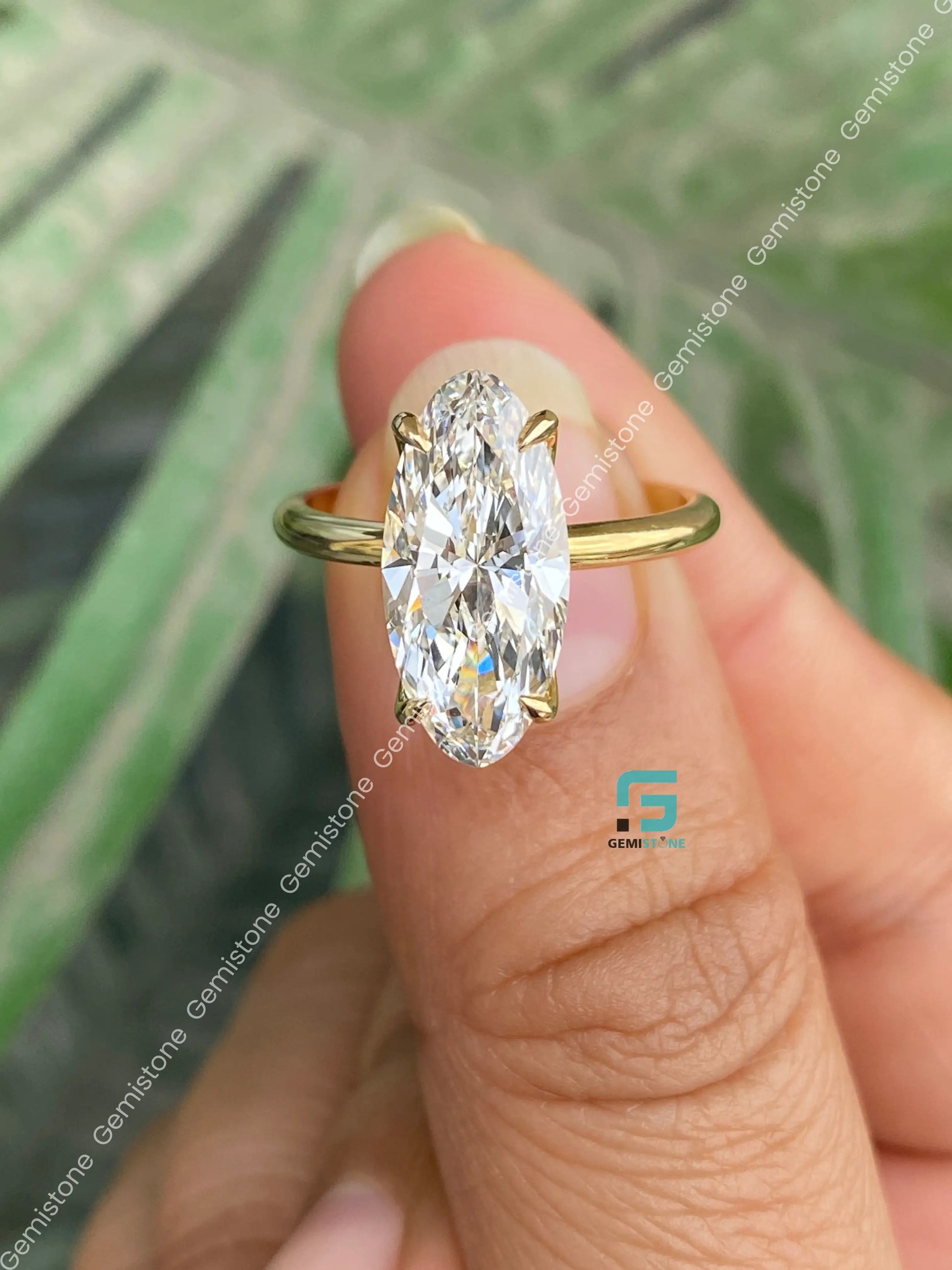 5CT Moval Solitaire Wedding Ring For Women