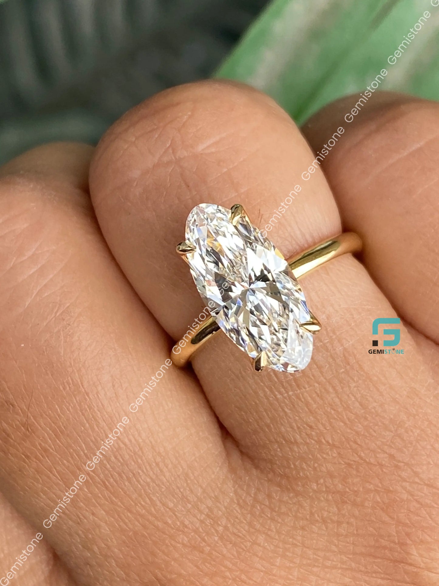 5CT Moval Tulip Set Wedding Ring For Women
