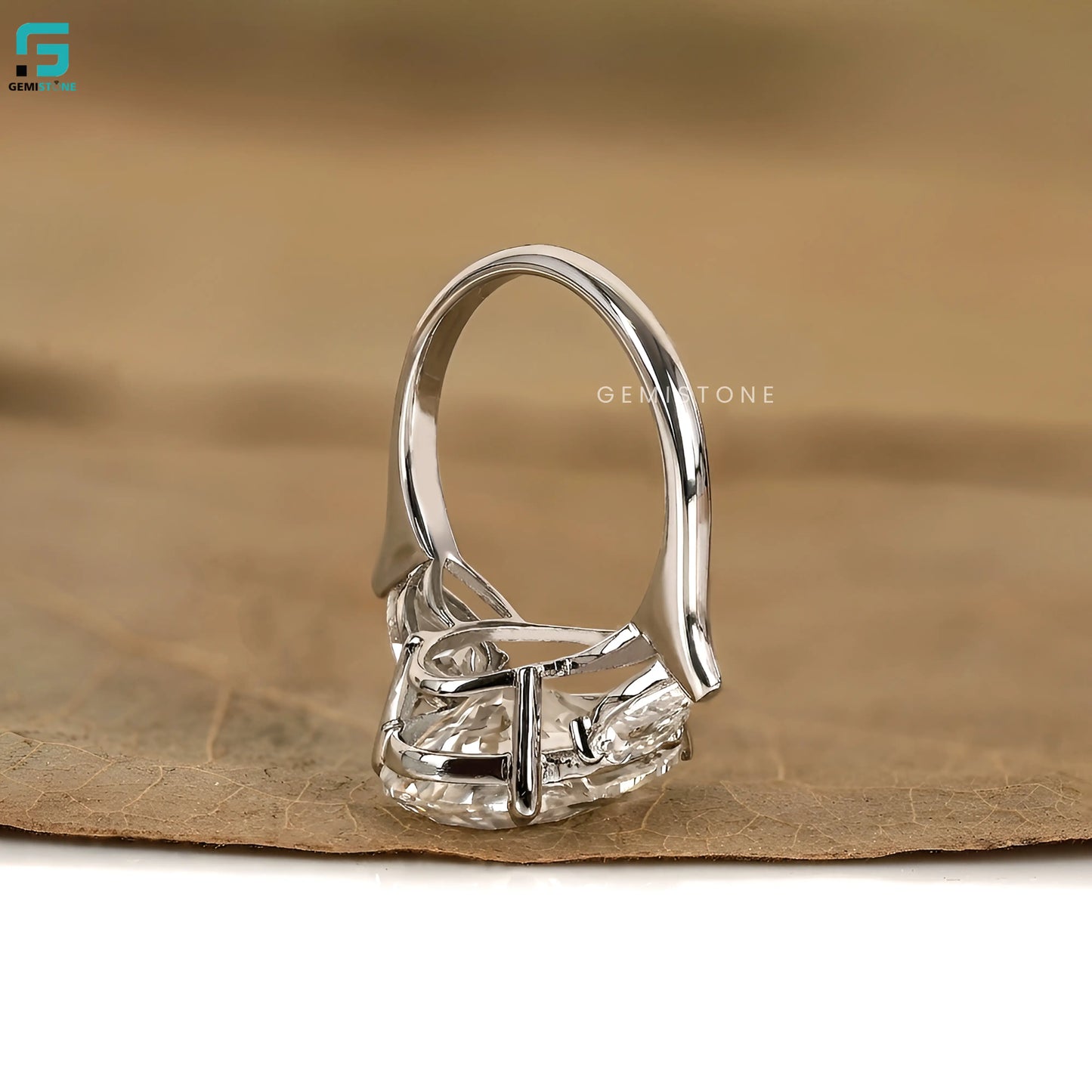 5CT Pear Lab Diamond Three Stone Wedding Ring For Women