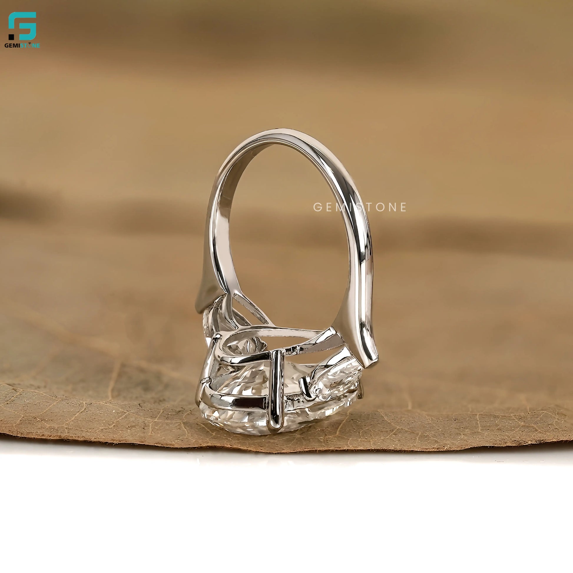 5CT Pear Lab Diamond Three Stone Wedding Ring For Women