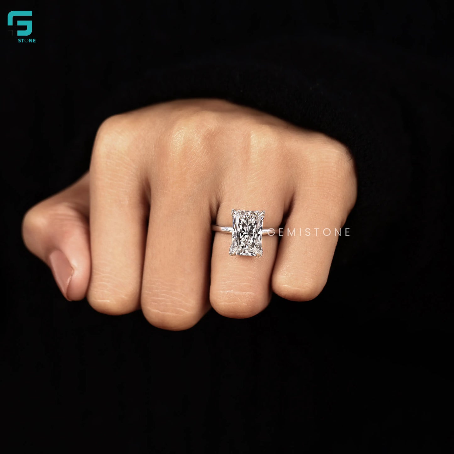 5CT Radiant Lab Grown Diamond Solitaire Ring 