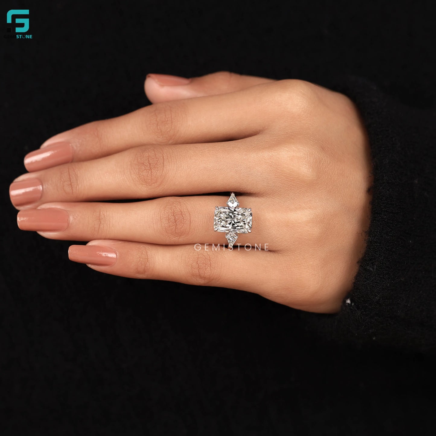 5CT Three Stone Lab Grown Diamond Ring For Women