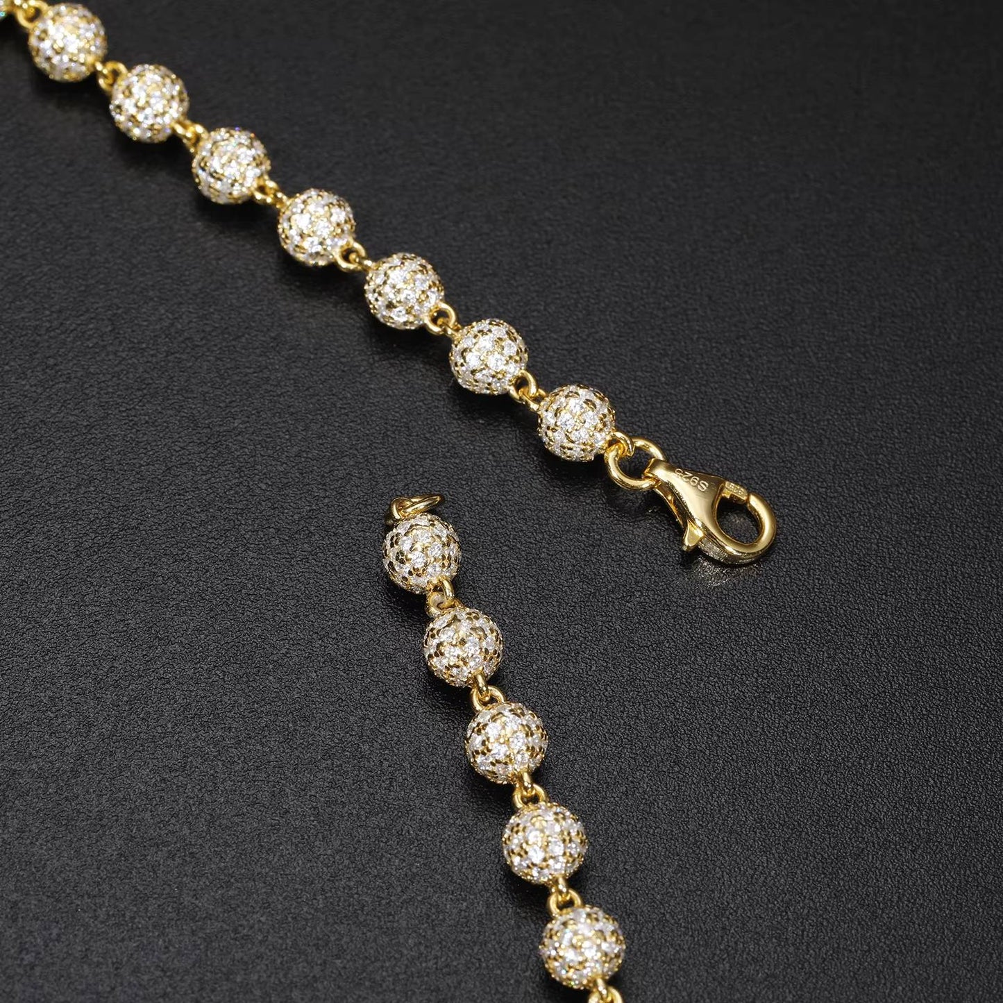 5MM Iced Out Moissanite Diamond Ball Bead Bracelet For Men