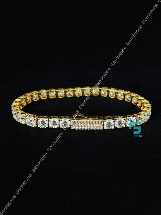 5MM Cushion Cut Moissanite Tennis Bracelet in 925 Silver