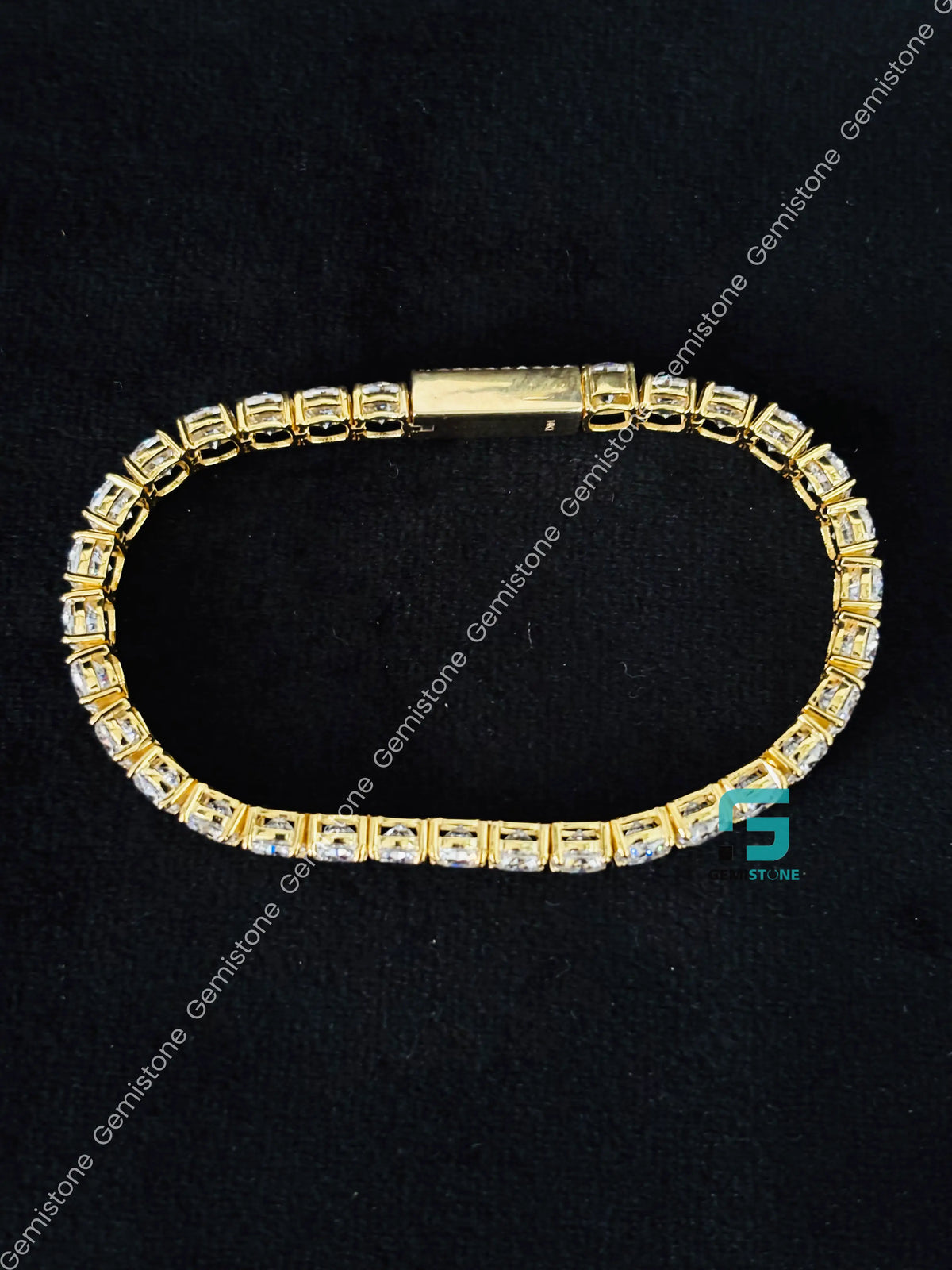 5MM Cushion Cut Moissanite Tennis Bracelet in 925 Silver