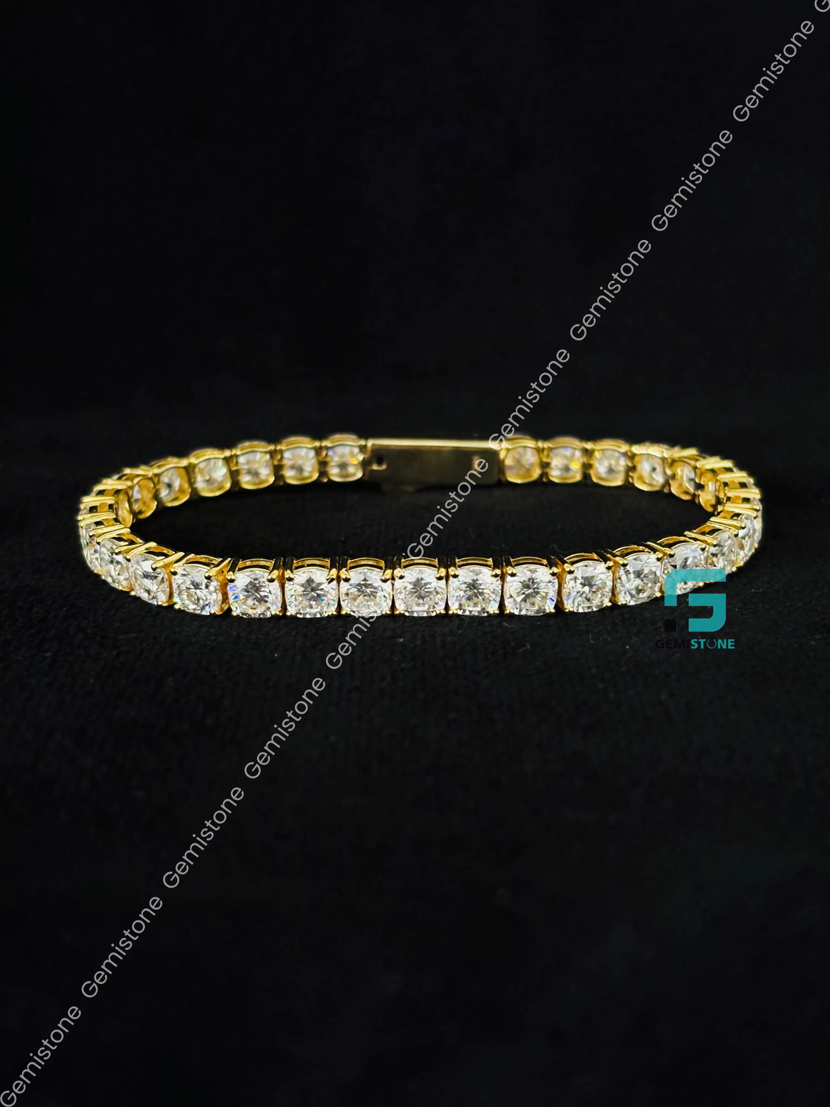 5MM Cushion Cut Moissanite Tennis Bracelet in 925 Silver