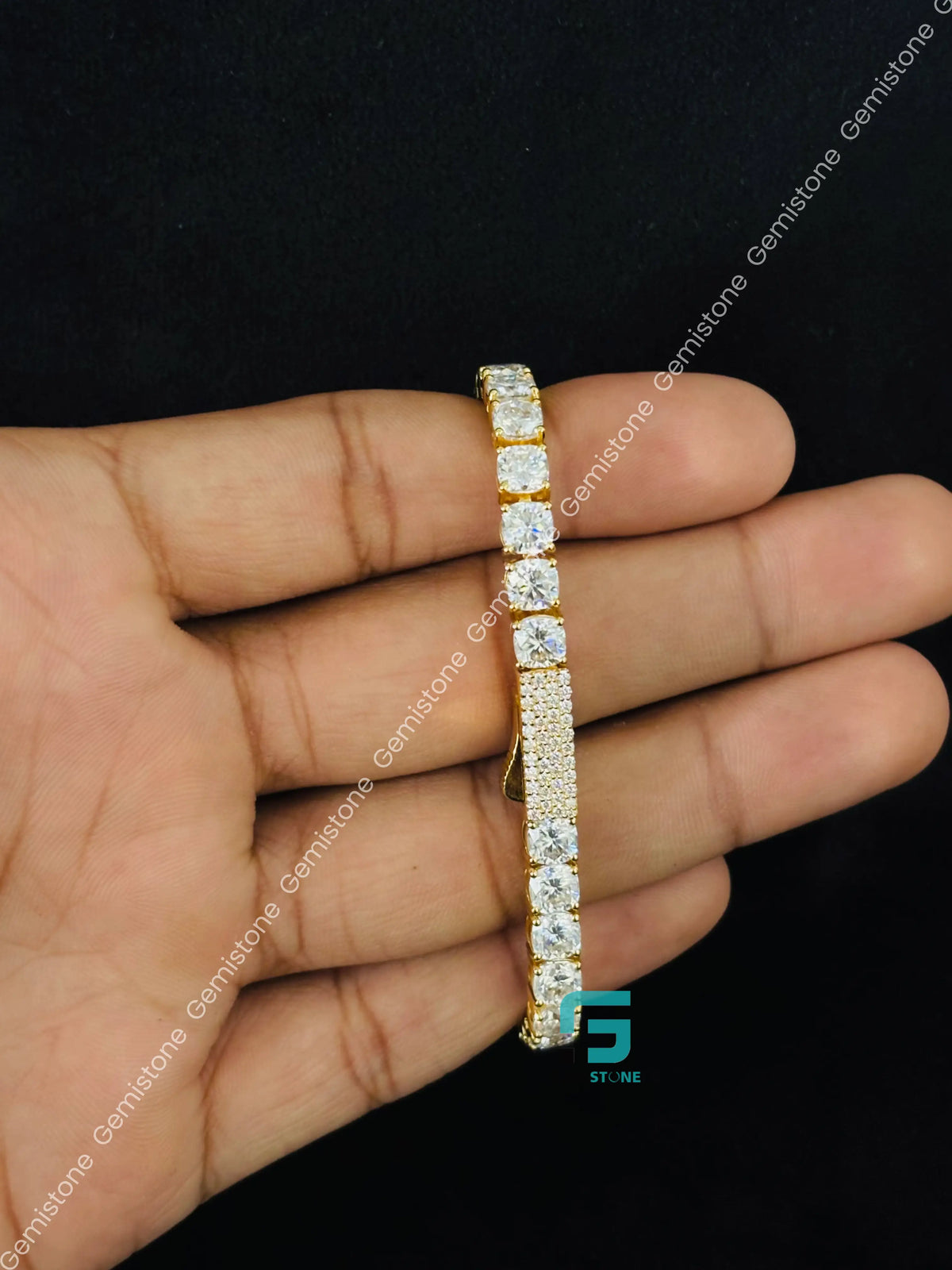 5MM Cushion Cut Moissanite Tennis Bracelet in 925 Silver