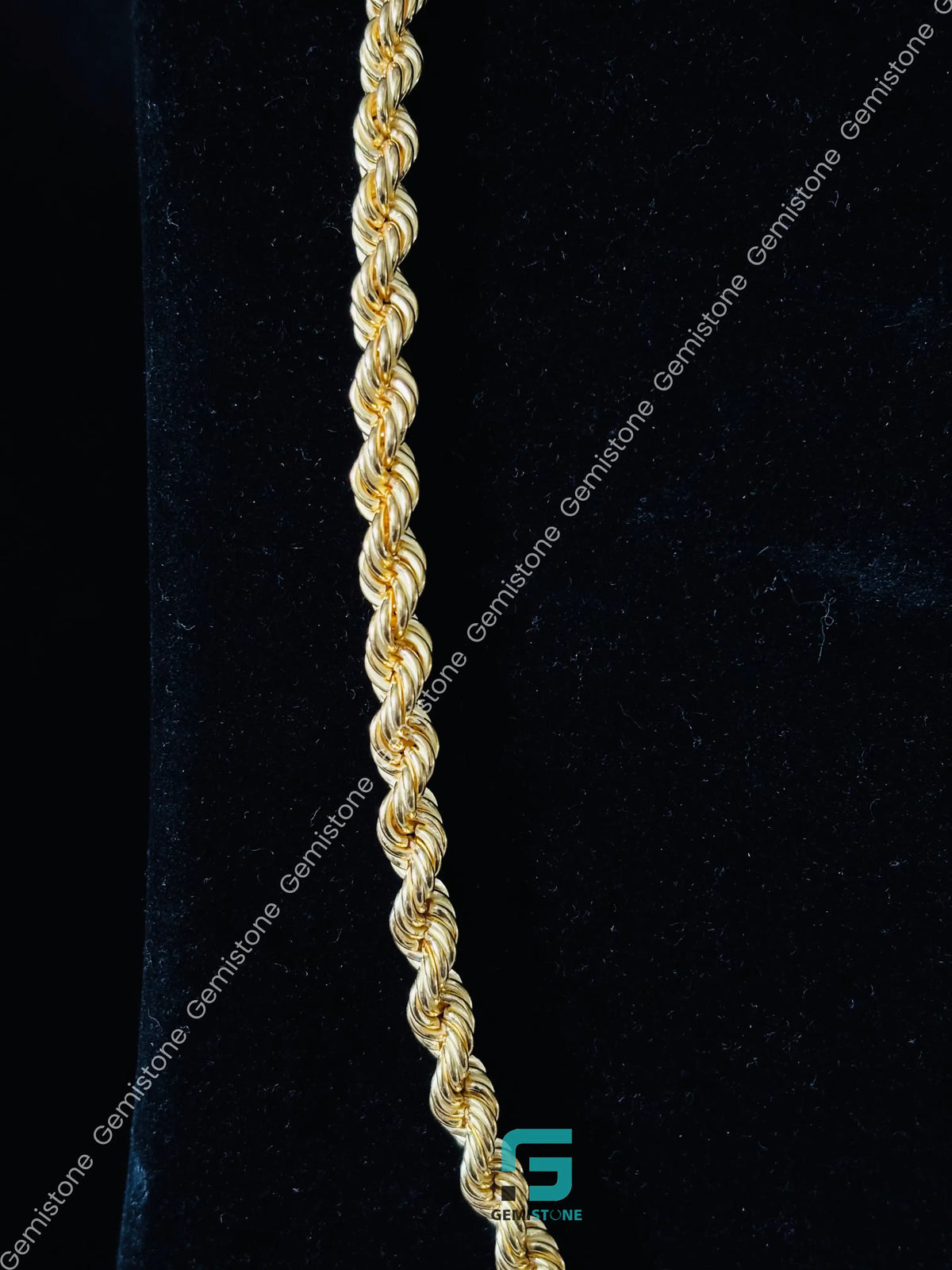 925 Silver 5MM Yellow Gold Plated Plain Rope Chain